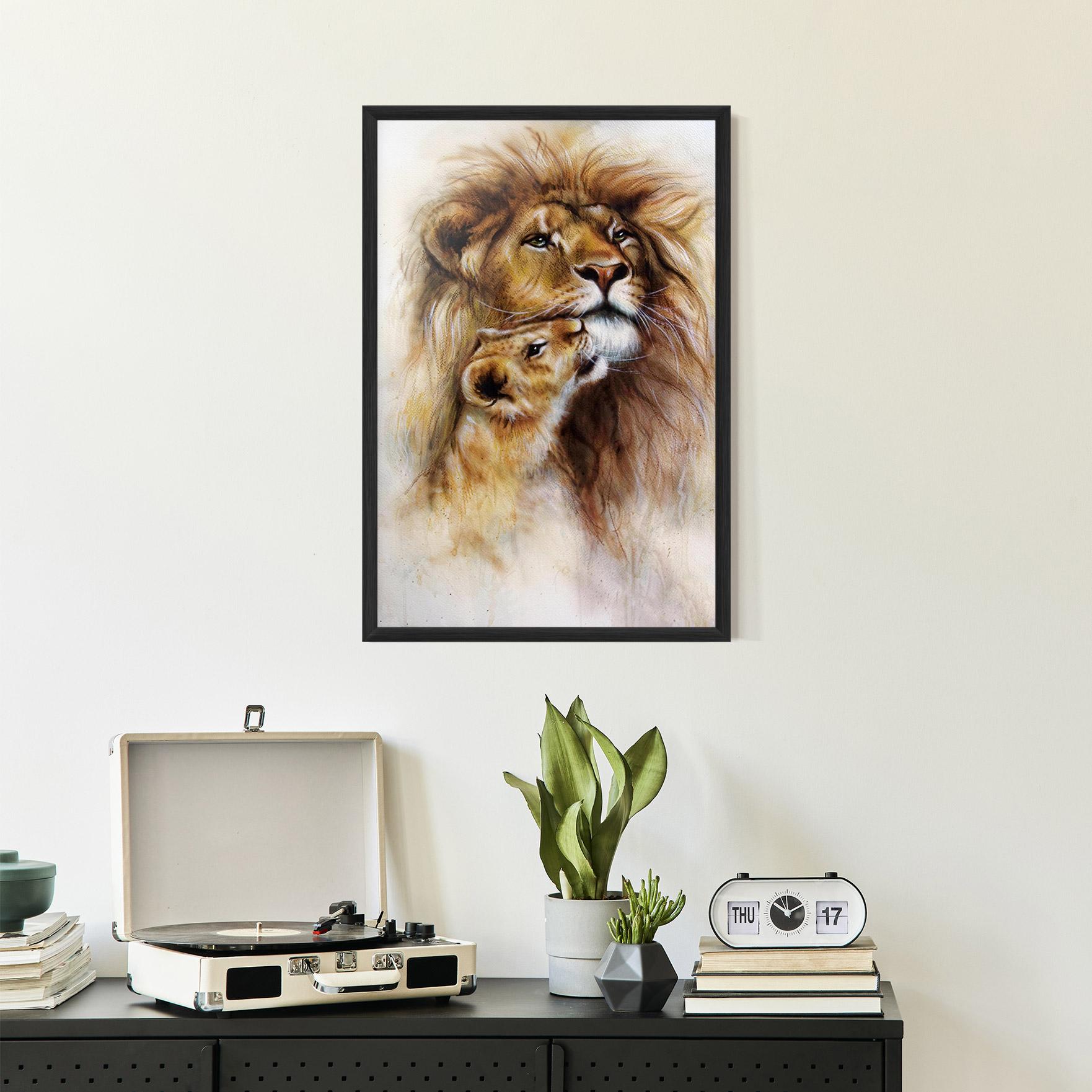 Gerahmte Poster Lion Love mockup 2