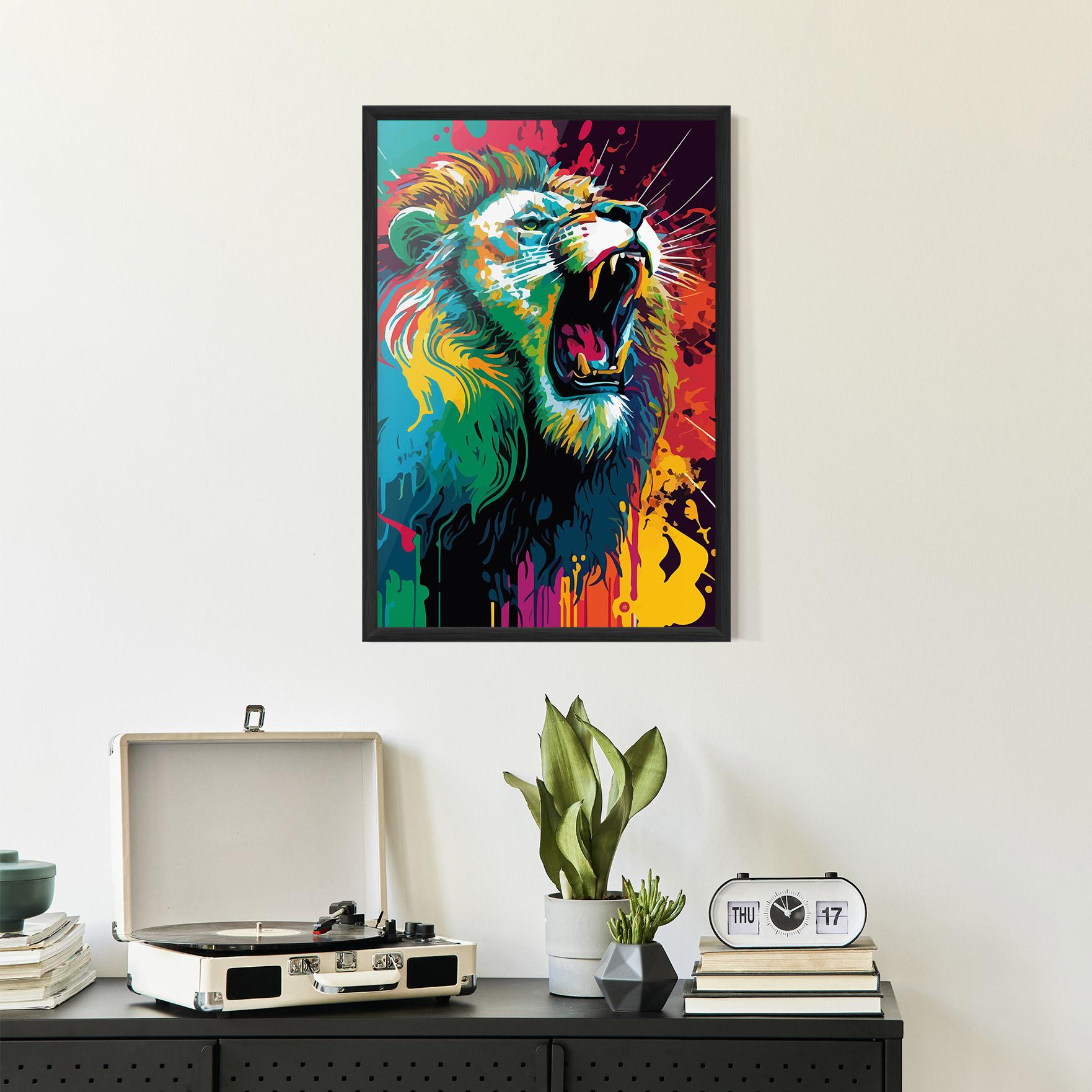 Gerahmte Poster Lion Splash mockup 2