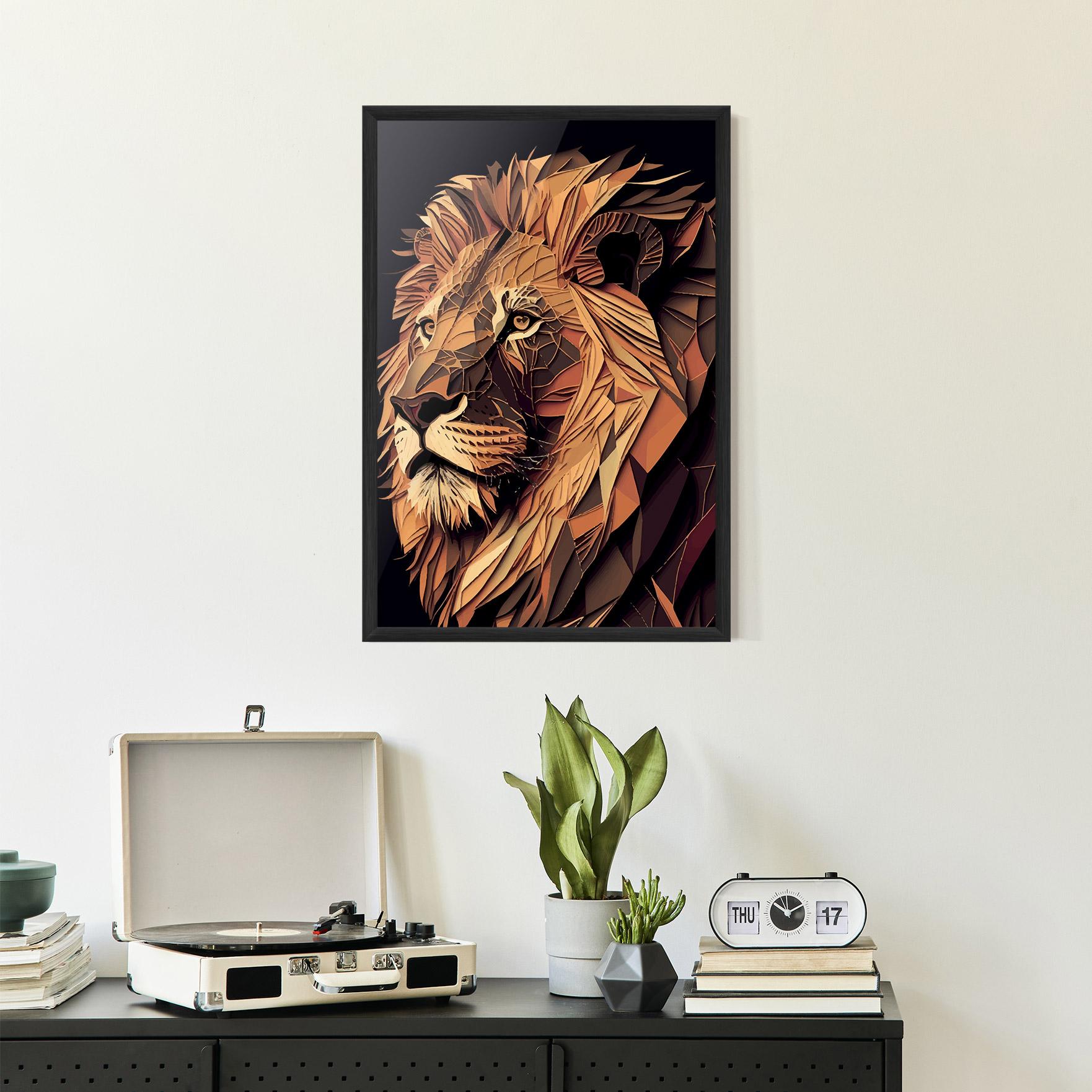 Gerahmte Poster Orange Mix Lion mockup 2