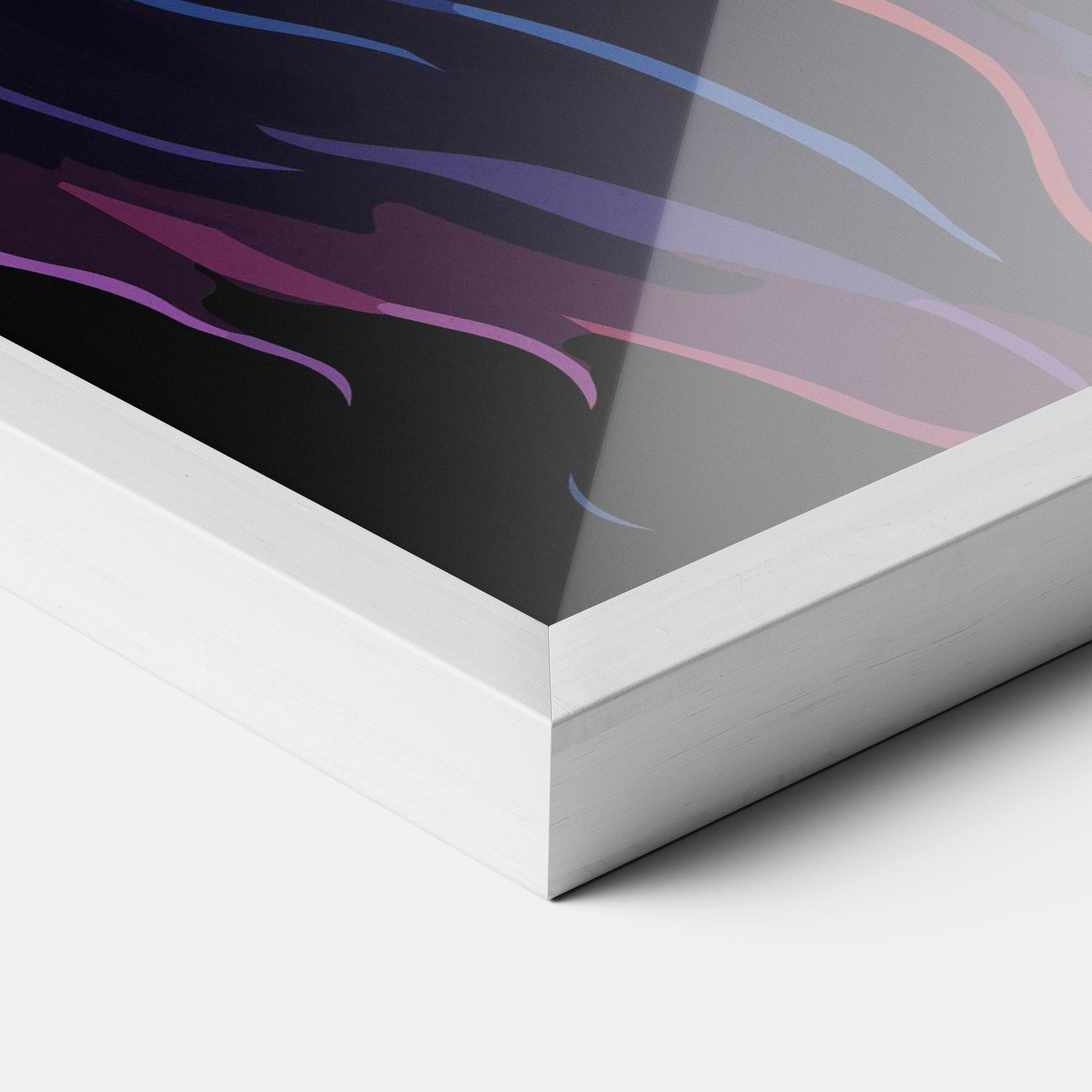 Gerahmte Poster Colorful Lion On Black mockup 3