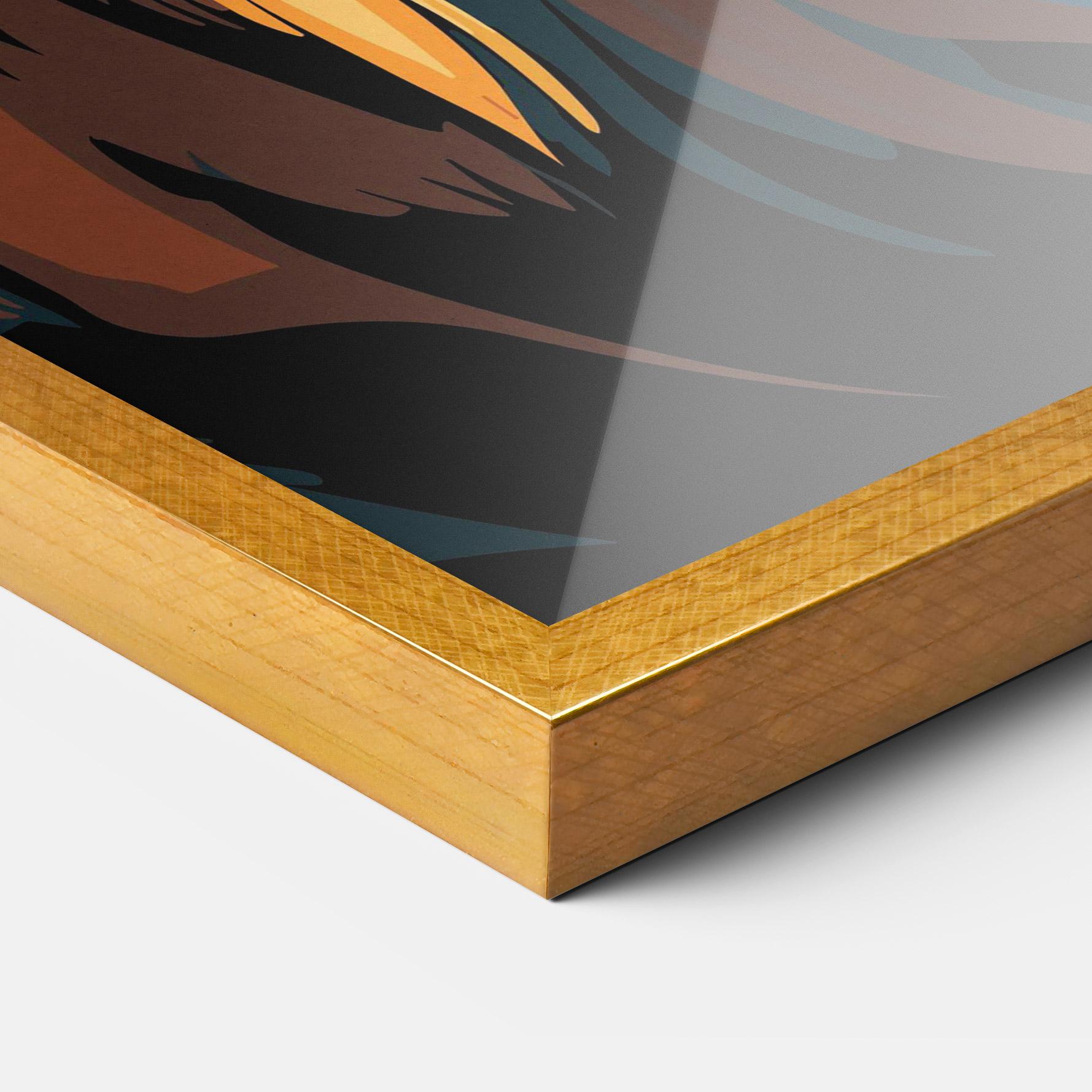 Gerahmte Poster Blue Yellow Lion mockup 3