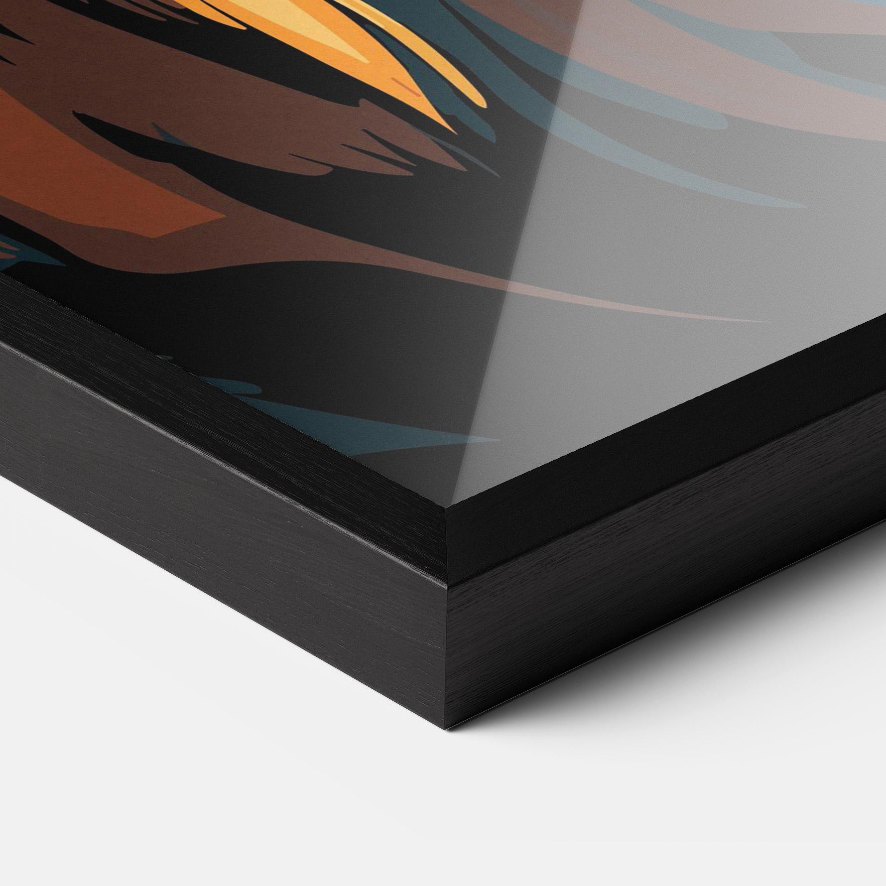 Gerahmte Poster Blue Yellow Lion mockup 3