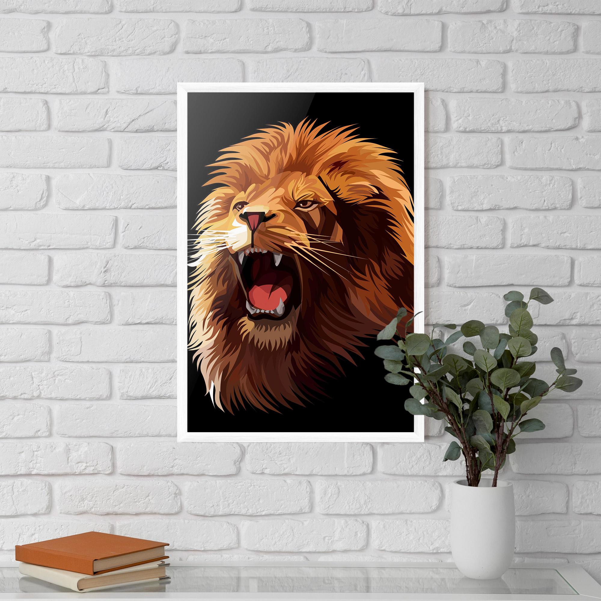 Gerahmte Poster Angry Lion Head mockup 5