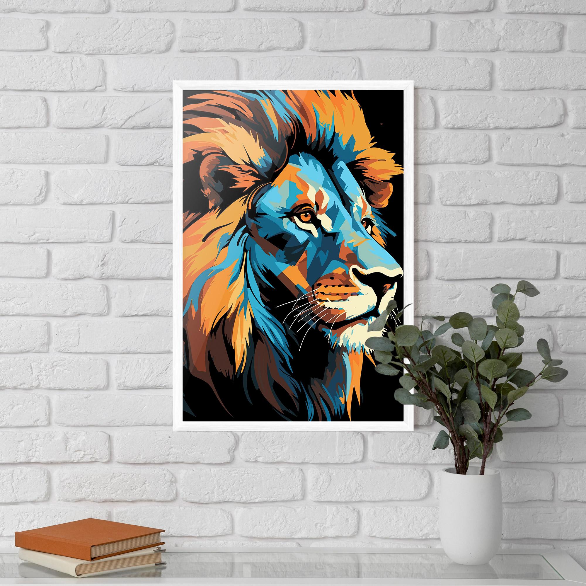 Gerahmte Poster Blue Yellow Lion mockup 5