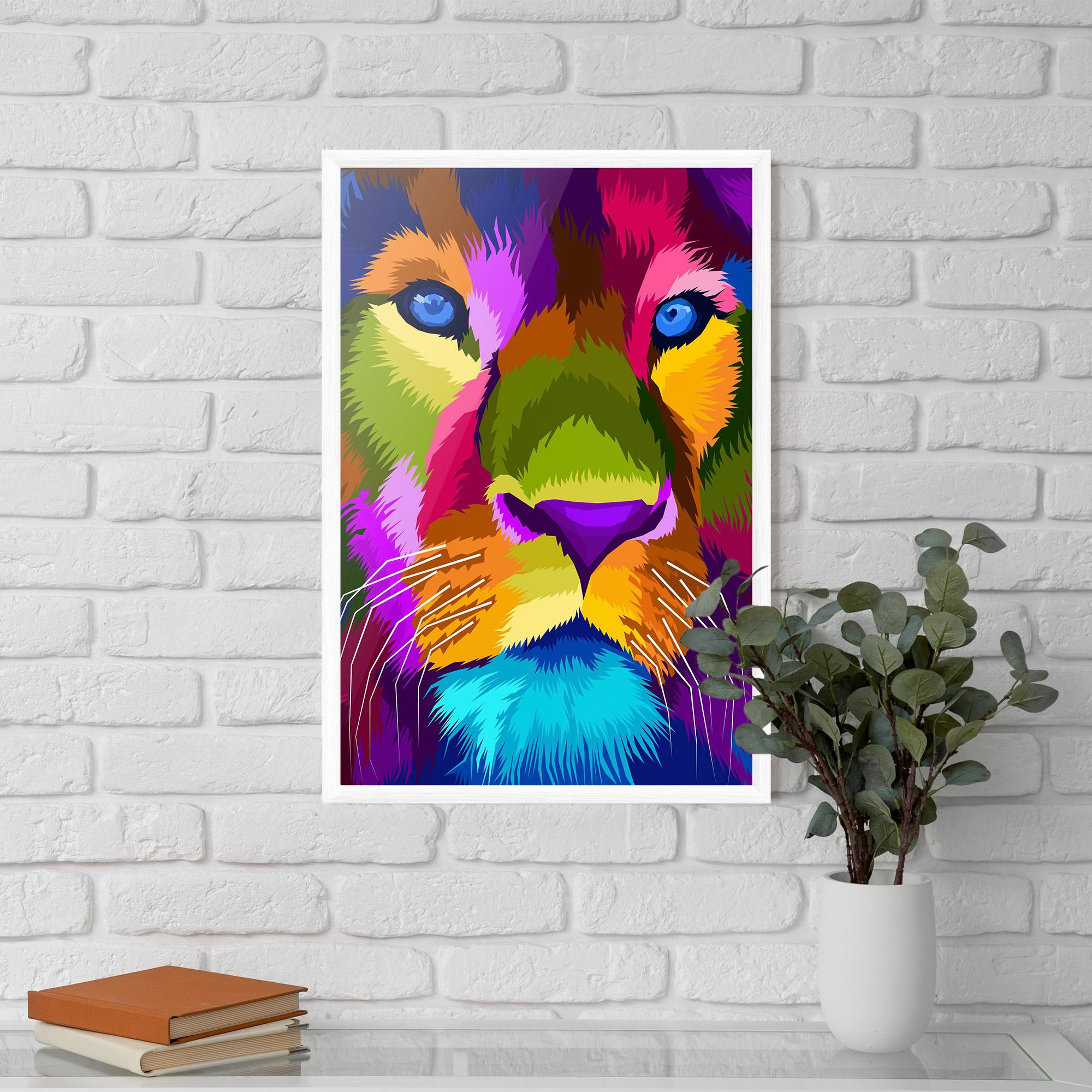 Gerahmte Poster Color Lion Close Up mockup 5