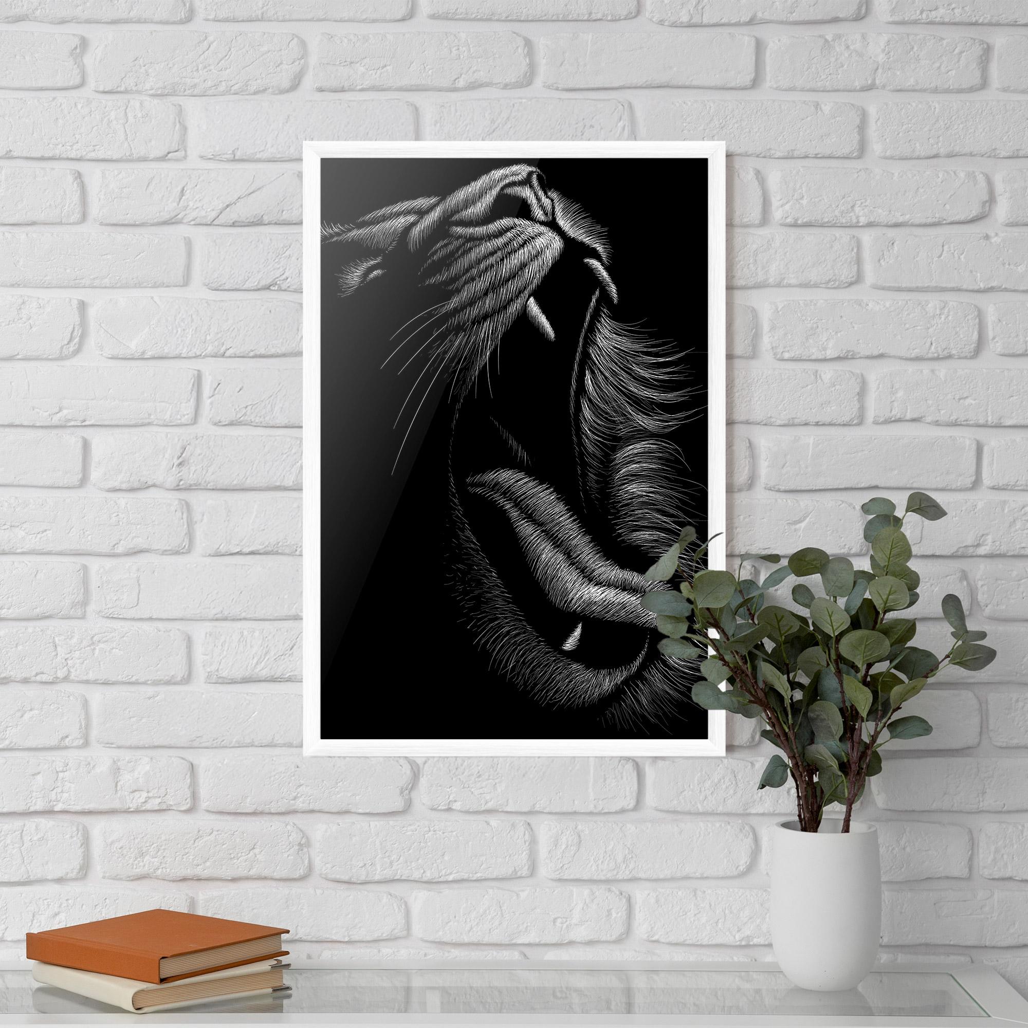 Gerahmte Poster Lion Bite Line mockup 5