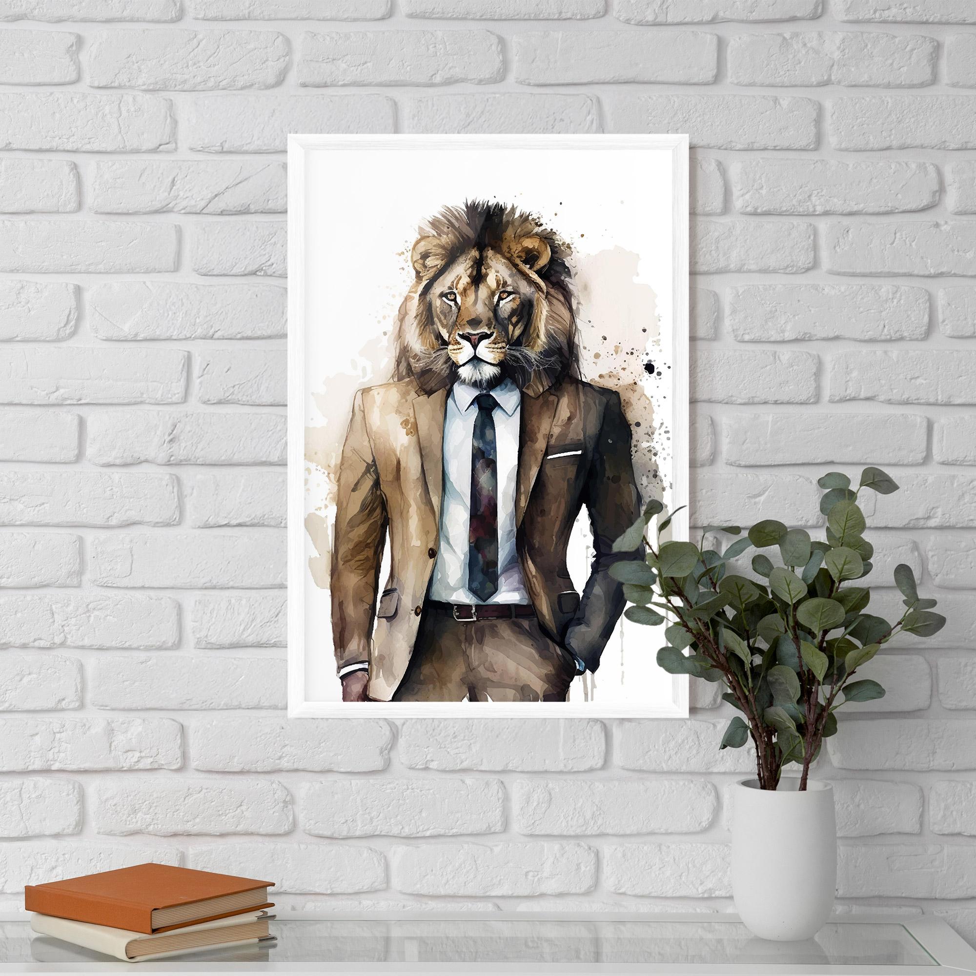 Gerahmte Poster Lion In Suit mockup 5