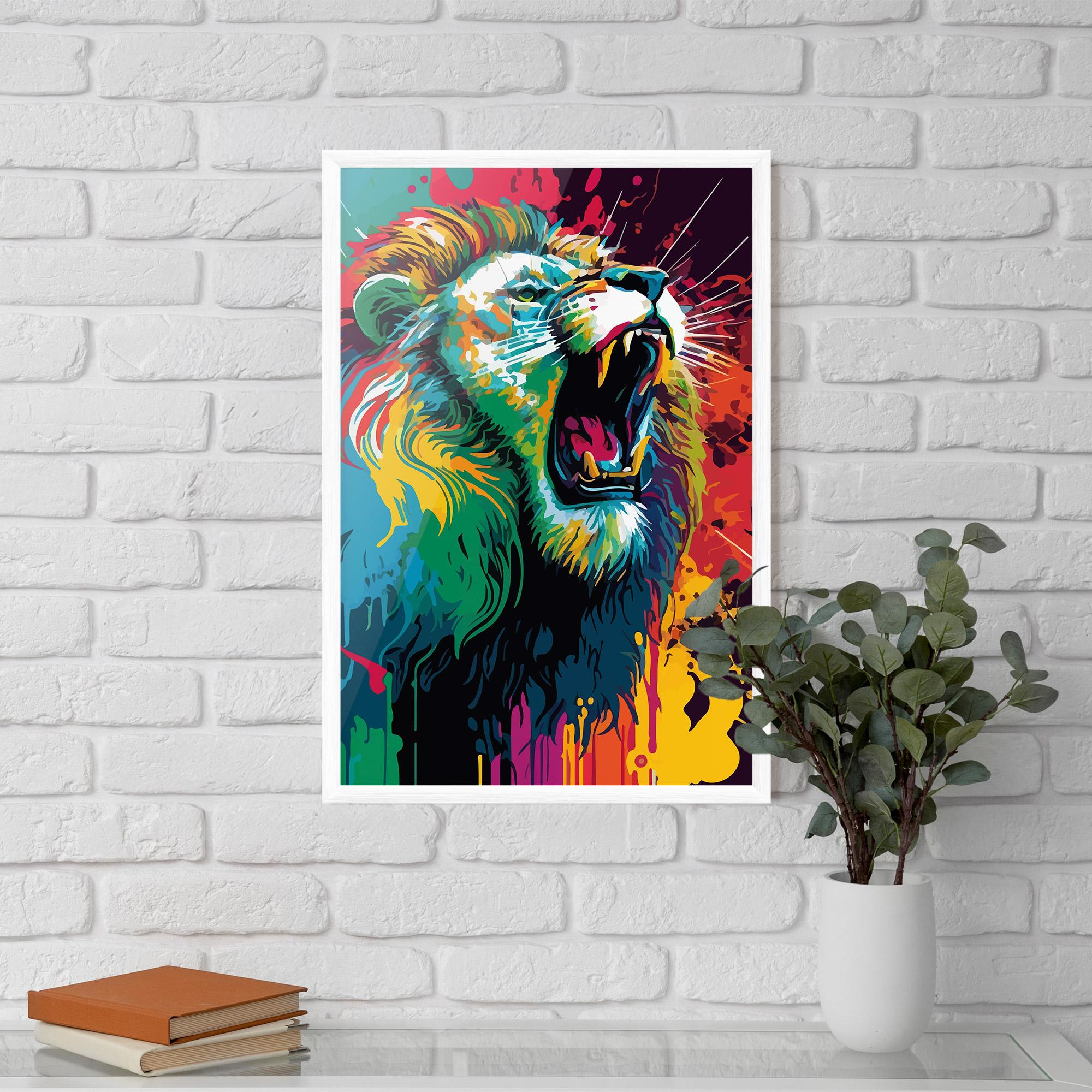 Gerahmte Poster Lion Splash mockup 5