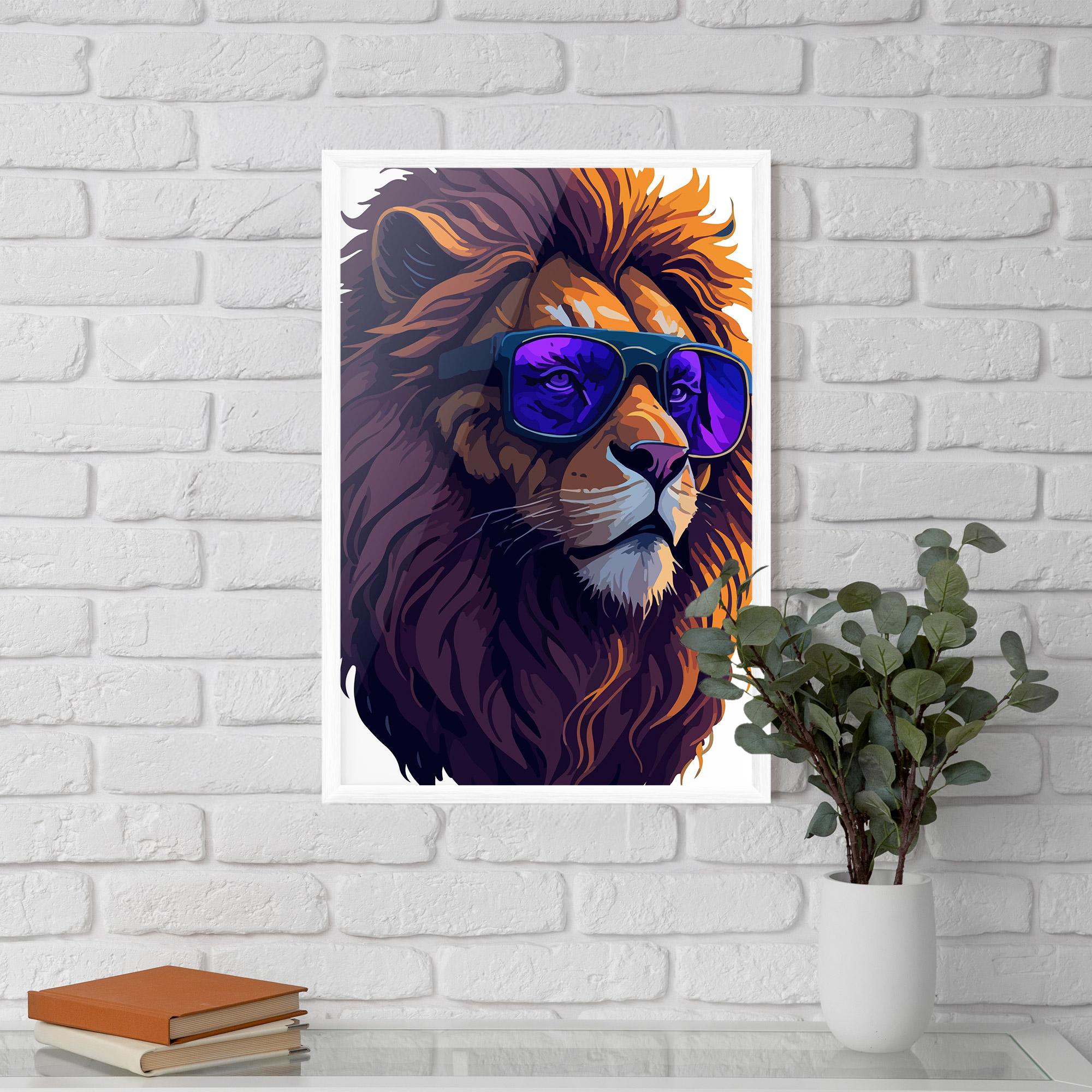 Gerahmte Poster Purple Glassesc Lion mockup 5