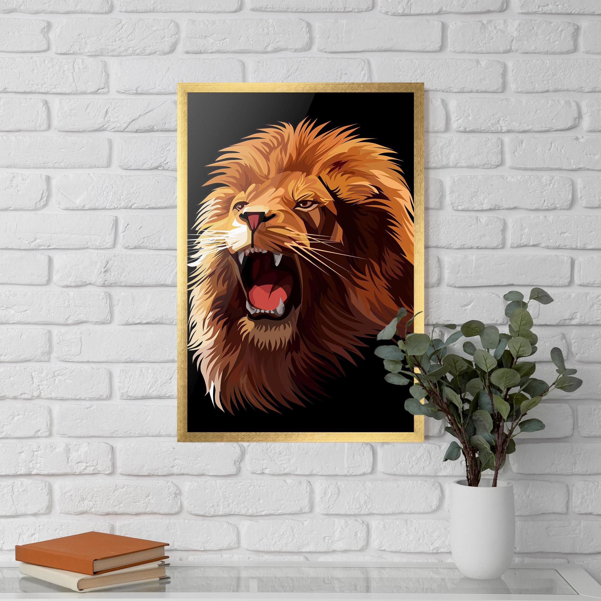 Gerahmte Poster Angry Lion Head mockup 5