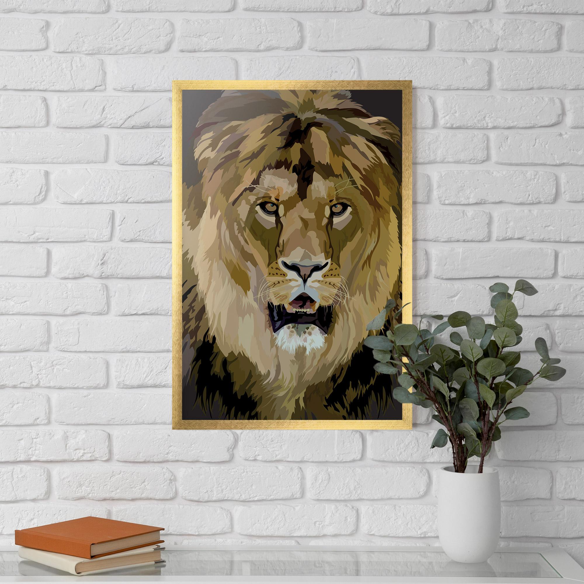 Gerahmte Poster Beautiful Lion Art mockup 5