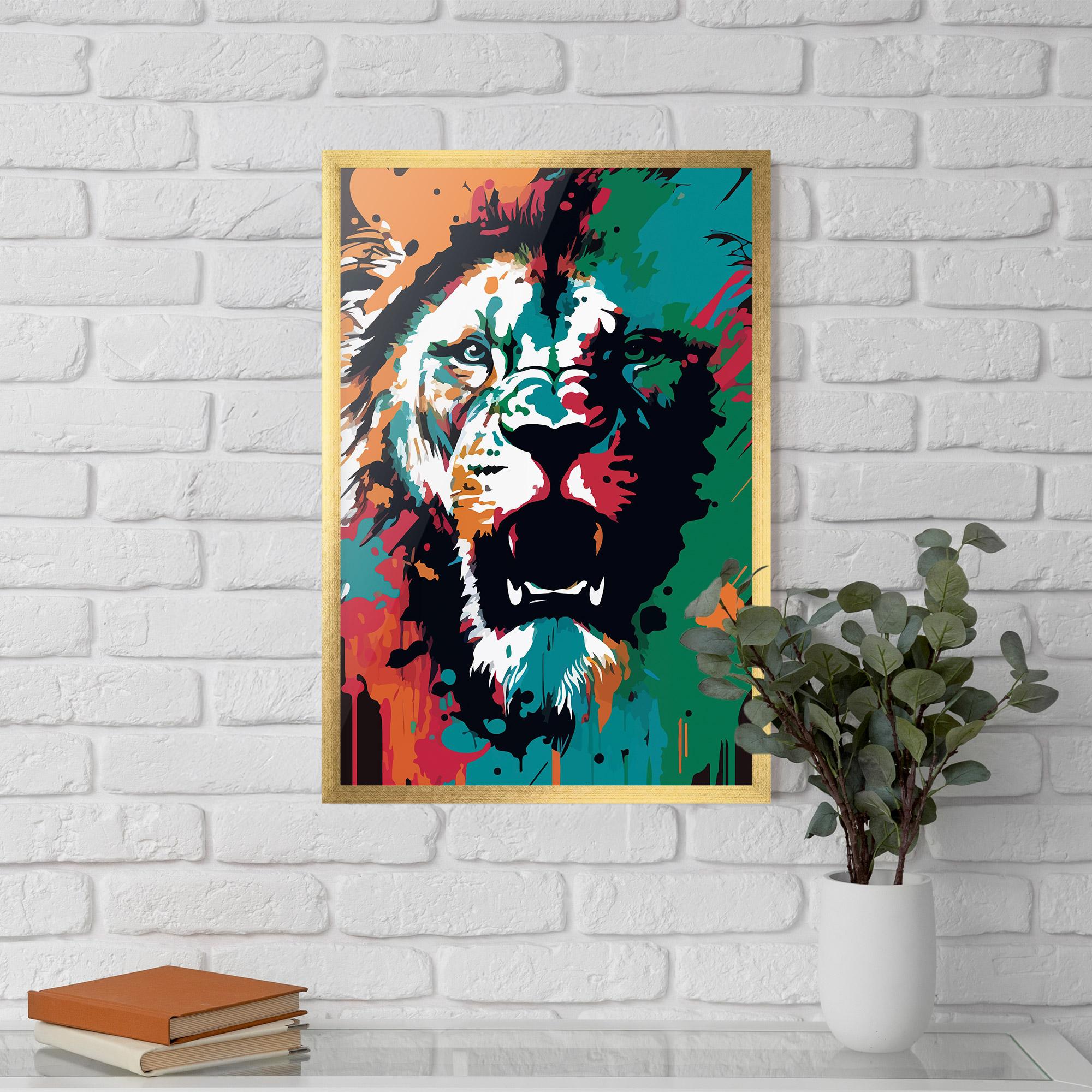 Gerahmte Poster Blue Green Lion mockup 5