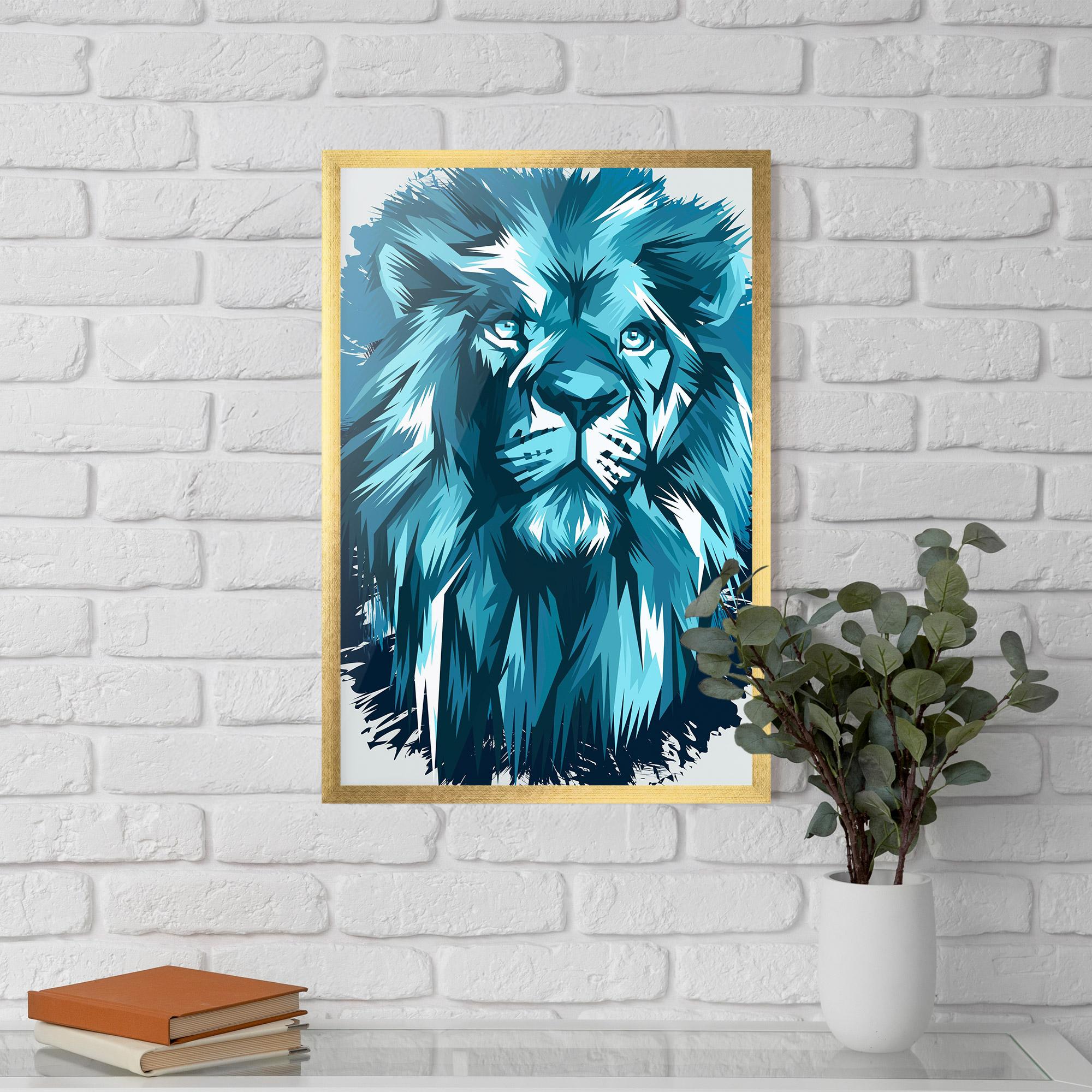 Gerahmte Poster Blue Lion Head mockup 5