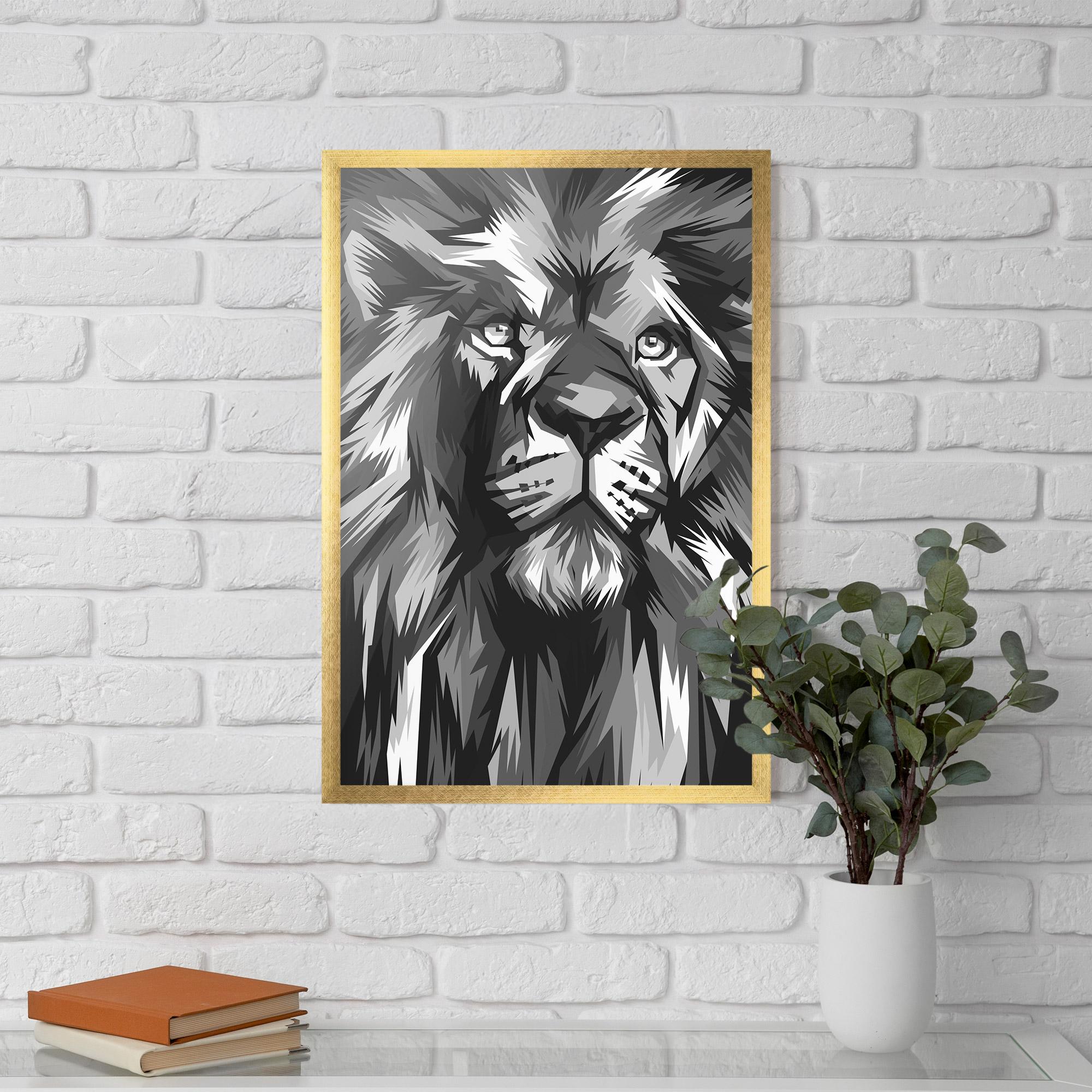 Gerahmte Poster Grey Head Lion mockup 5