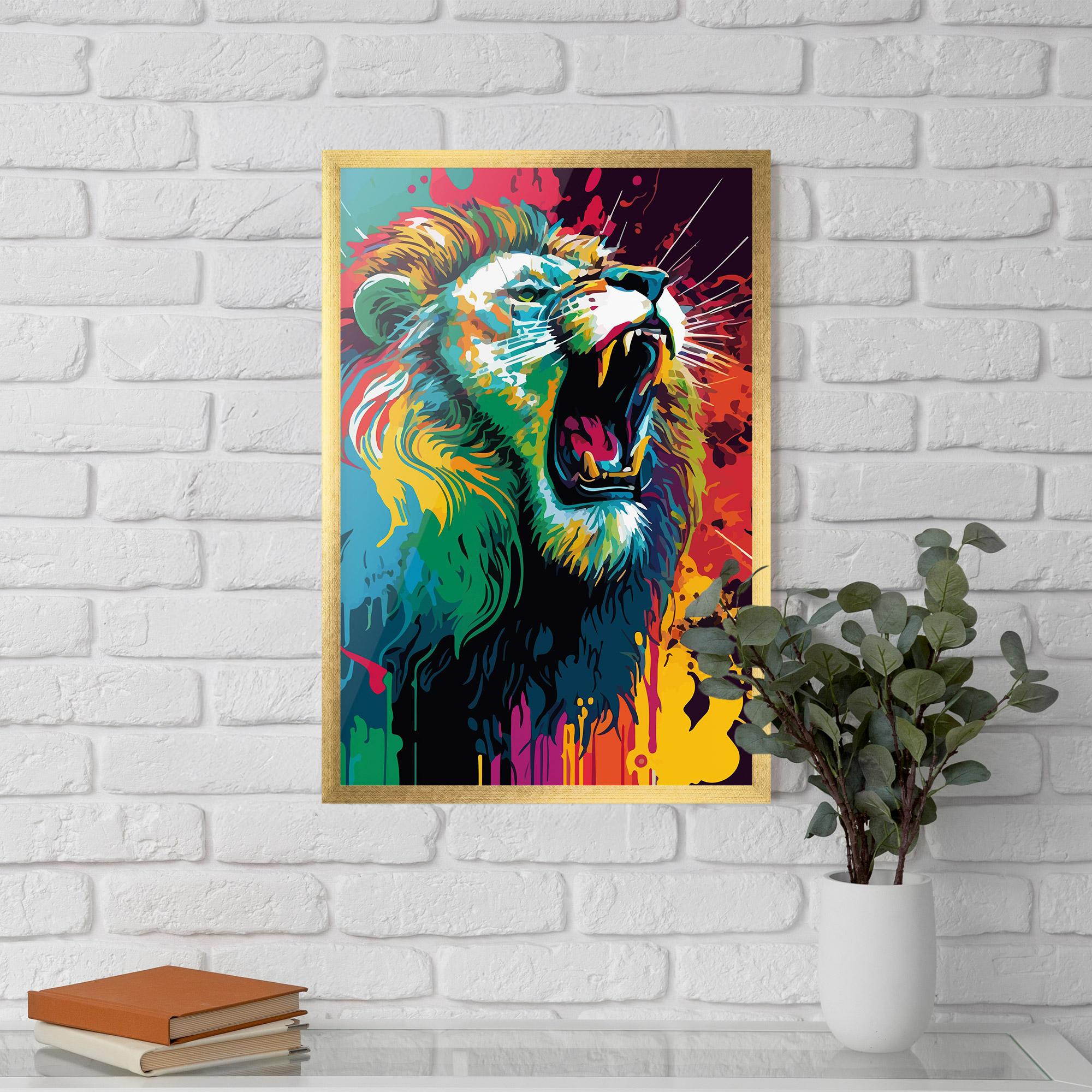 Gerahmte Poster Lion Splash mockup 5