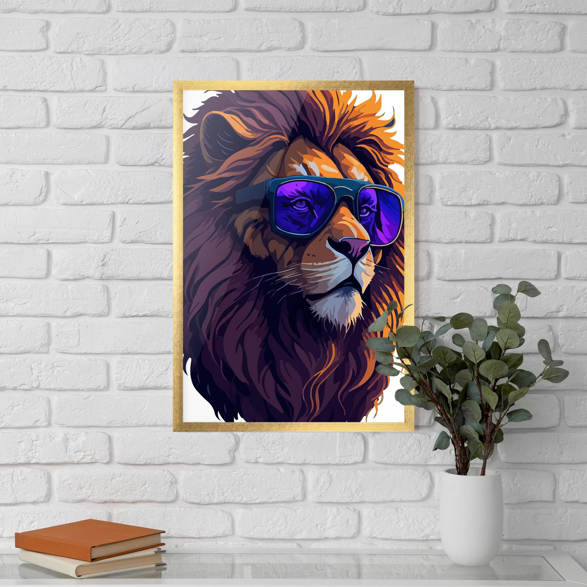 Gerahmte Poster Purple Glassesc Lion mockup 5
