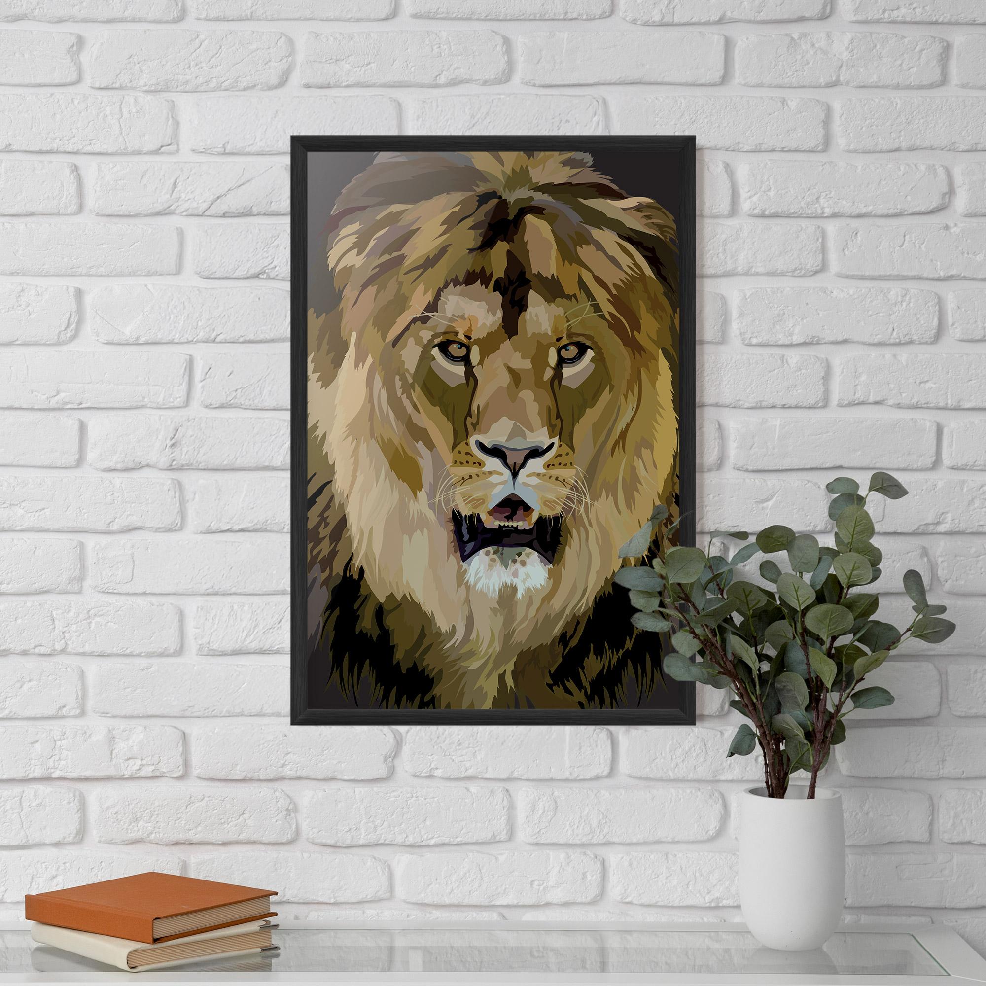 Gerahmte Poster Beautiful Lion Art mockup 5