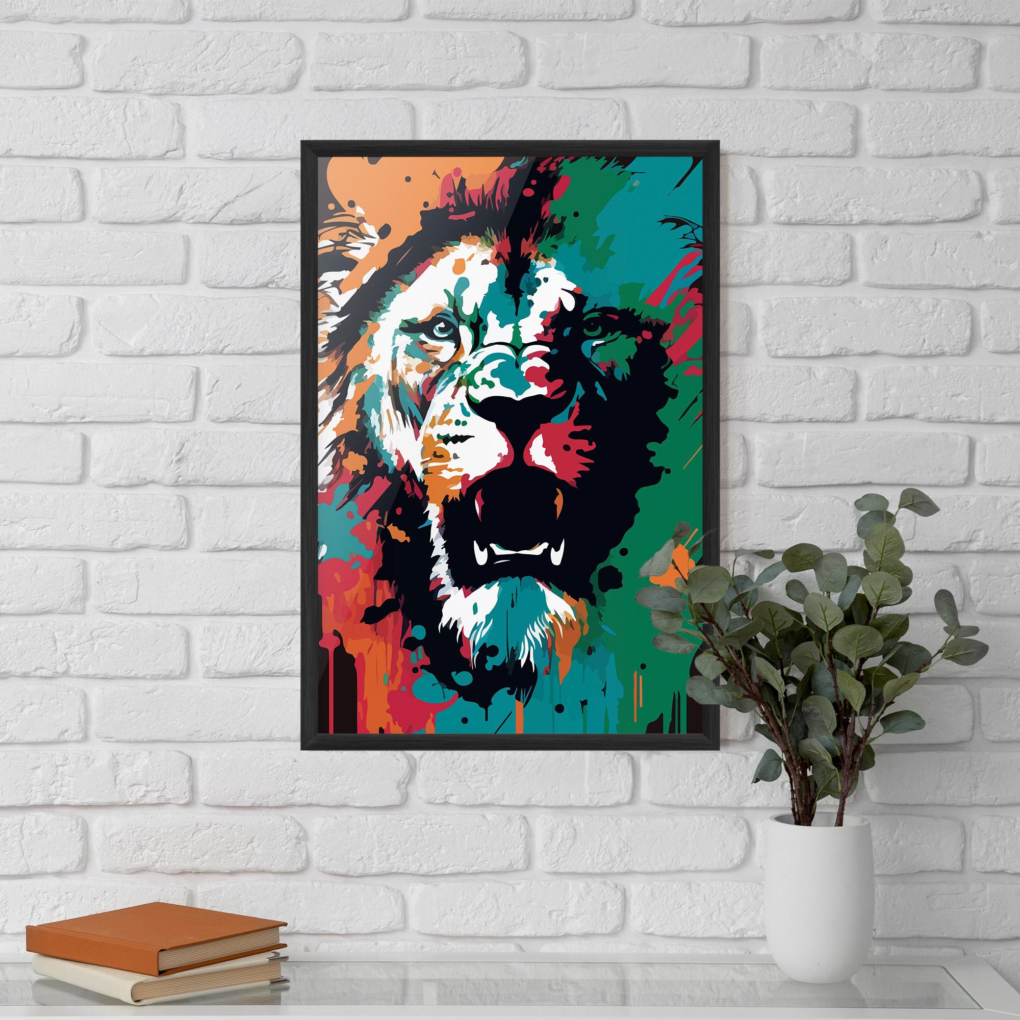 Gerahmte Poster Blue Green Lion mockup 5