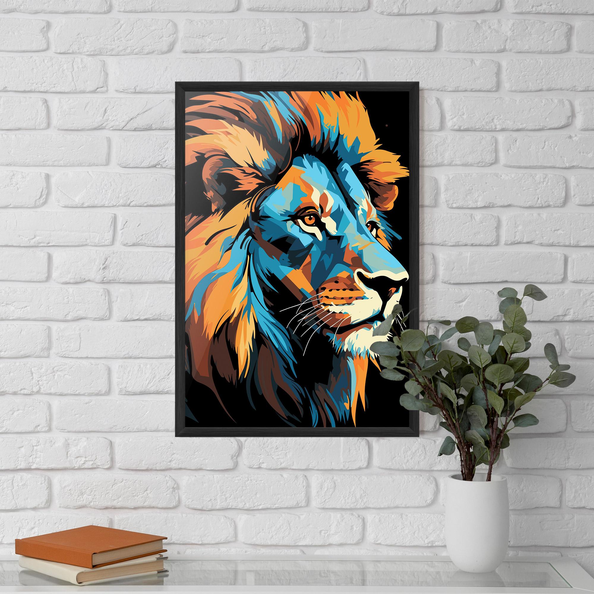 Gerahmte Poster Blue Yellow Lion mockup 5