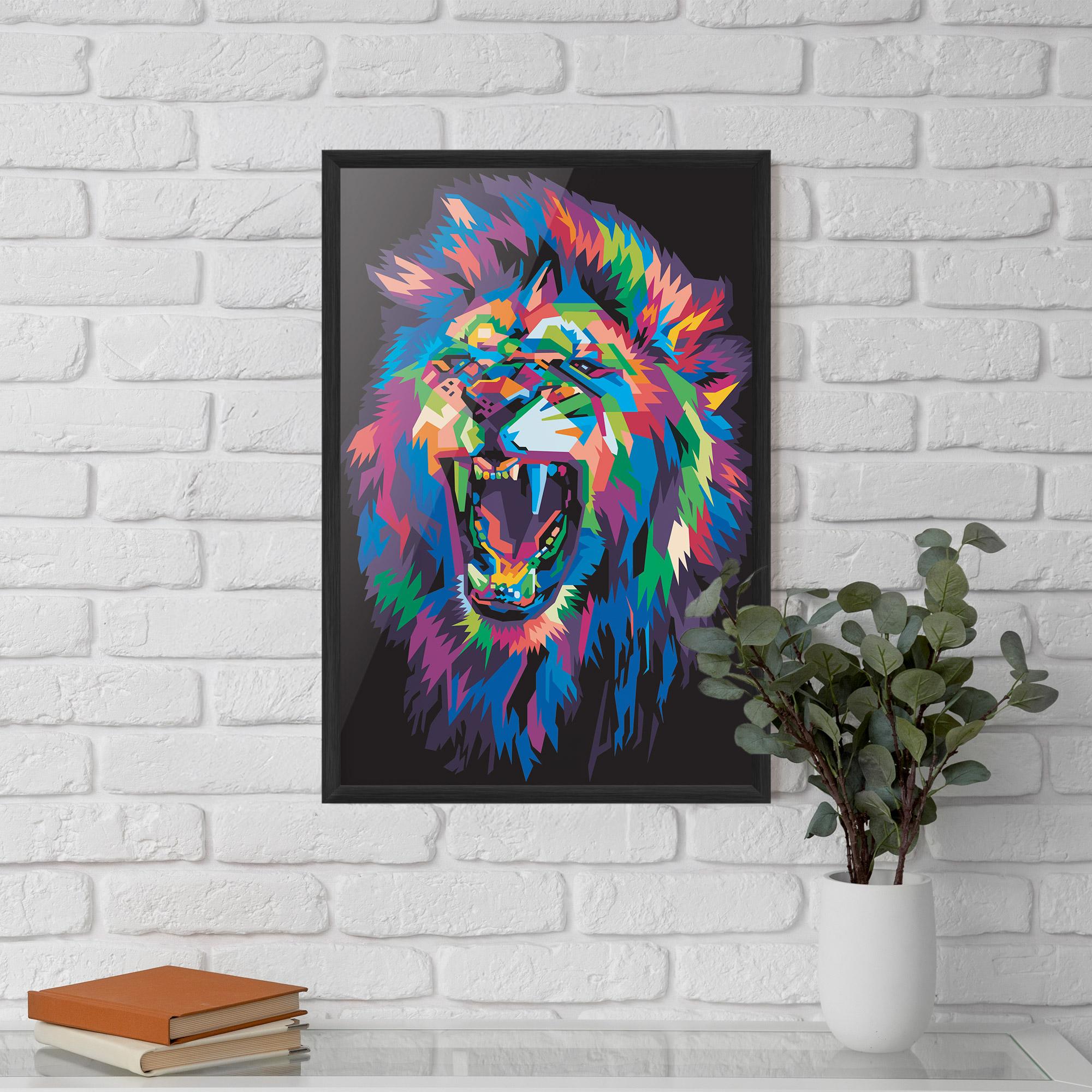 Gerahmte Poster Colorful Lion Head mockup 5