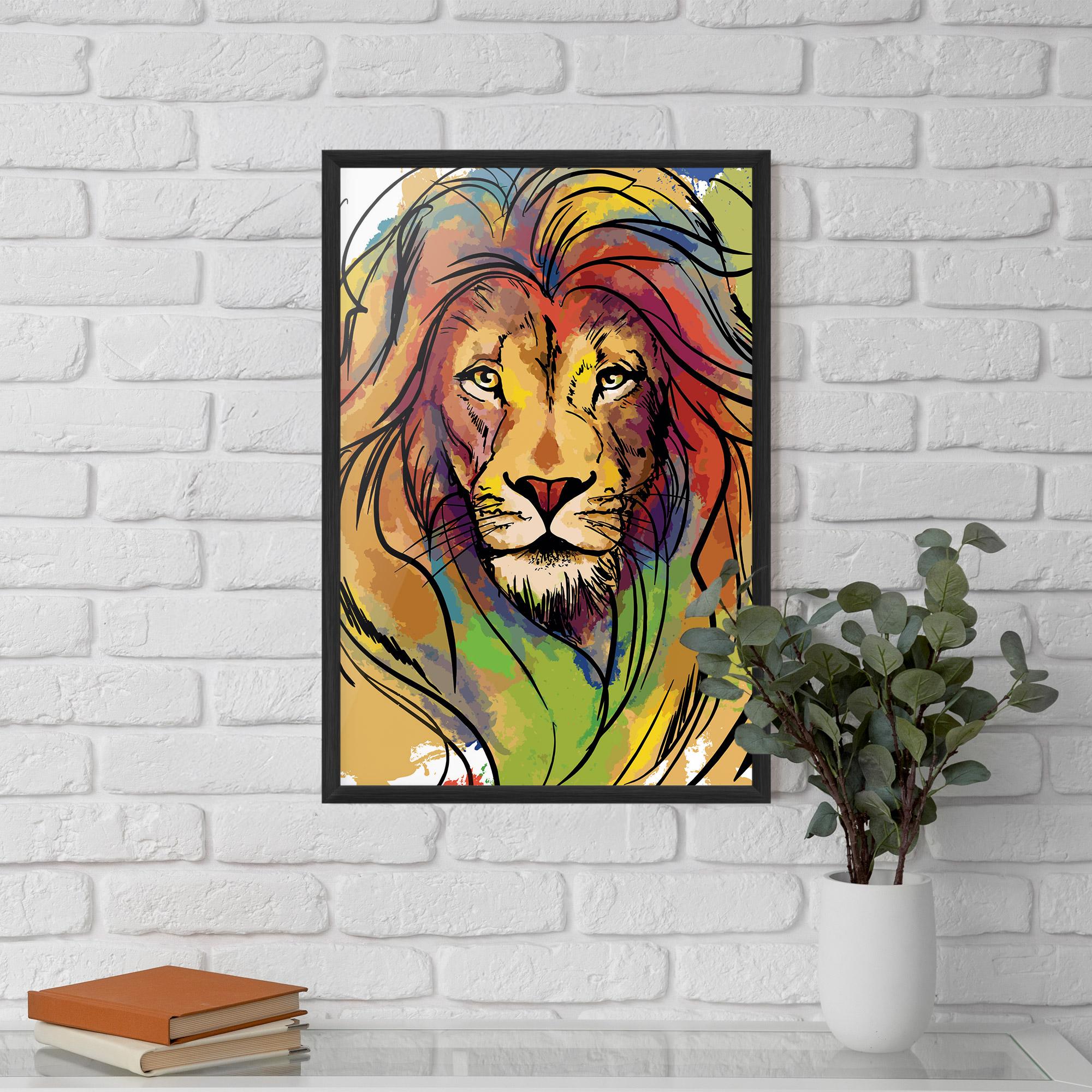 Gerahmte Poster Drawn Lion mockup 5