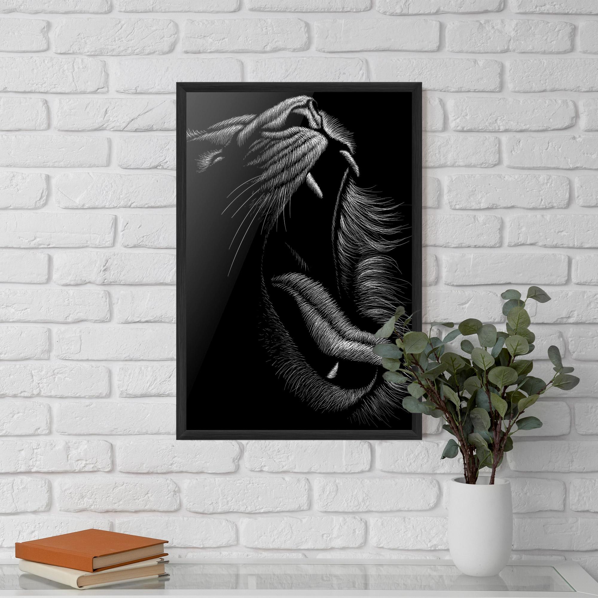 Gerahmte Poster Lion Bite Line mockup 5