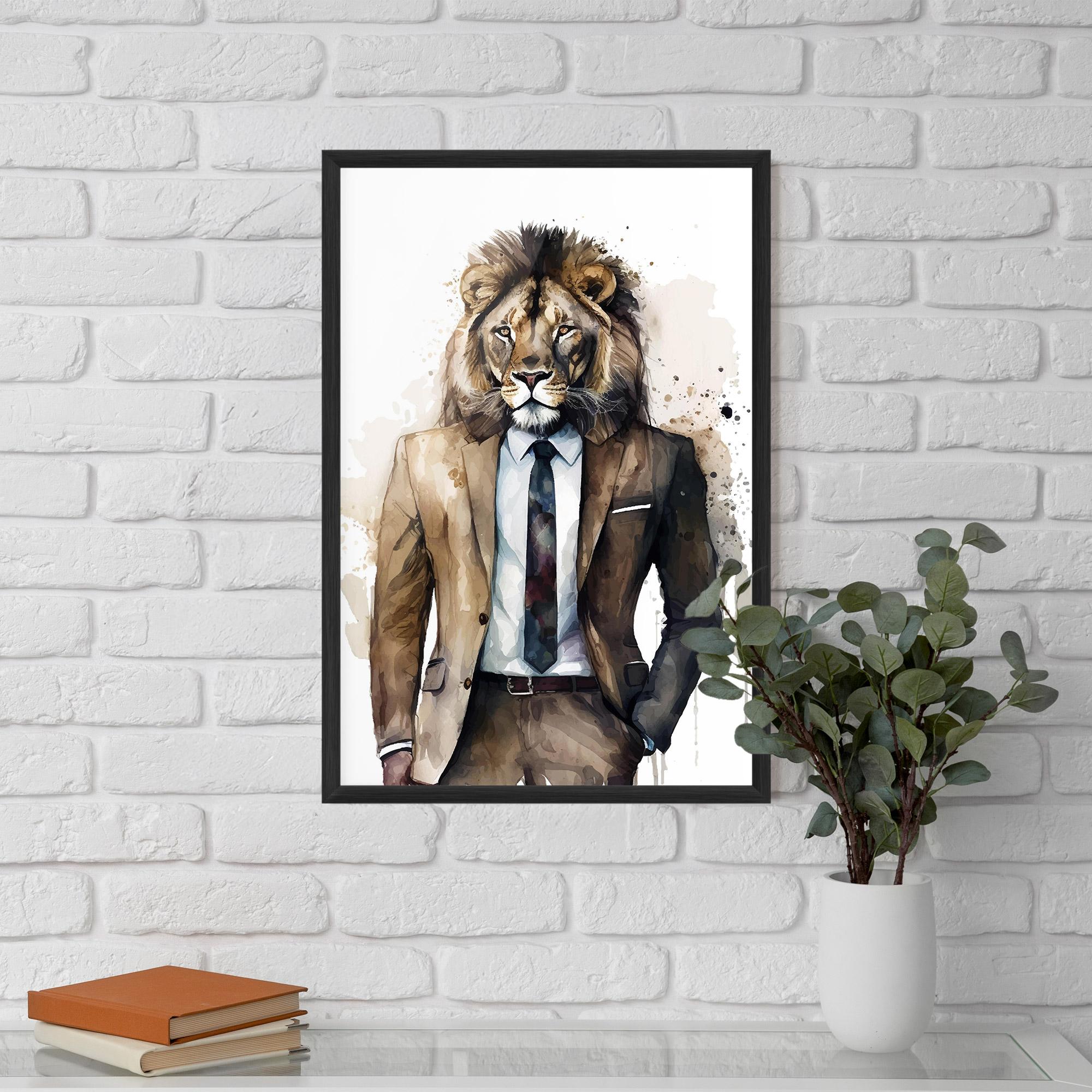 Gerahmte Poster Lion In Suit mockup 5