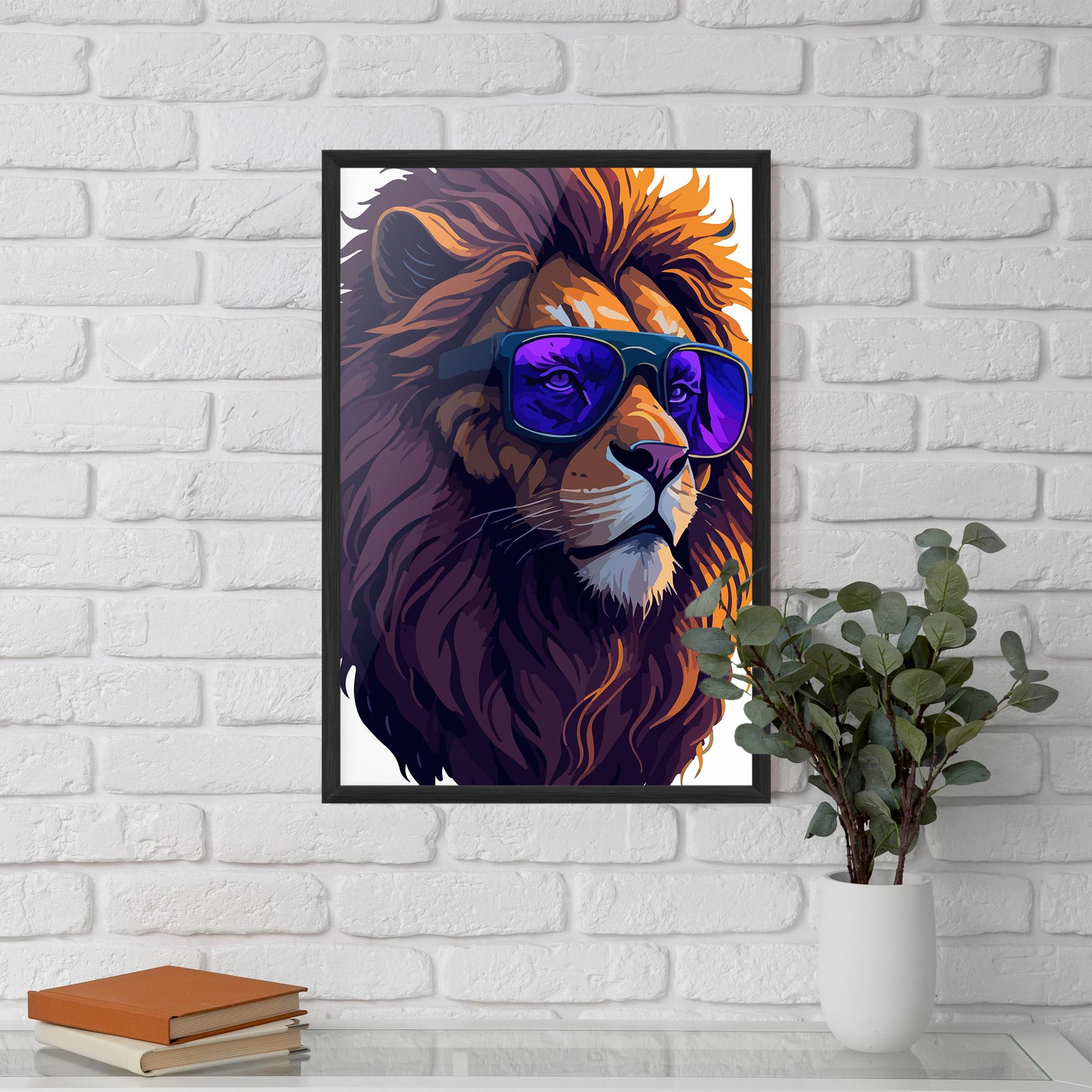 Gerahmte Poster Purple Glassesc Lion mockup 5