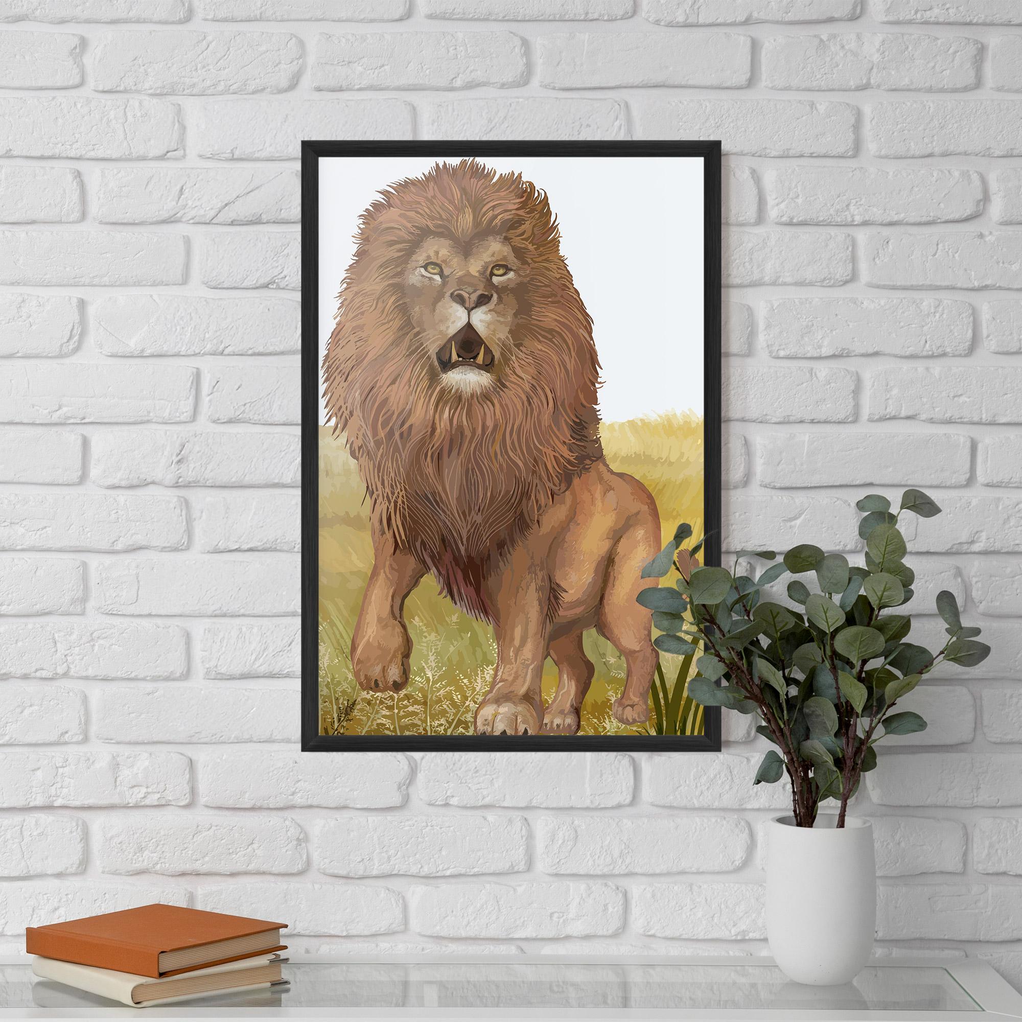 Gerahmte Poster Wild Lion mockup 5