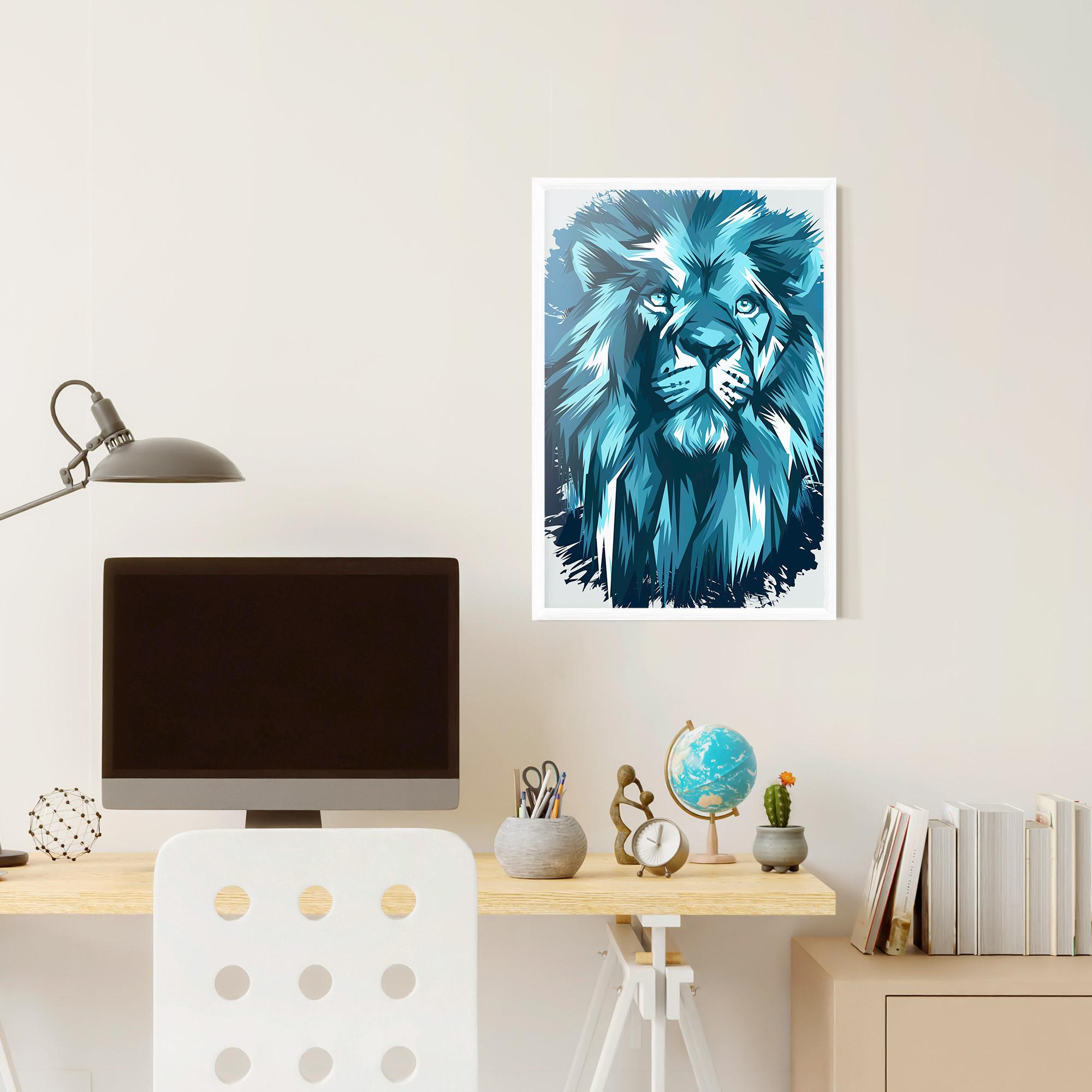 Gerahmte Poster Blue Lion Head mockup 6