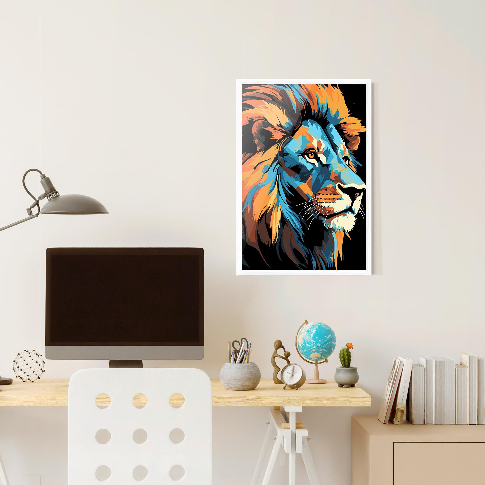 Gerahmte Poster Blue Yellow Lion mockup 6