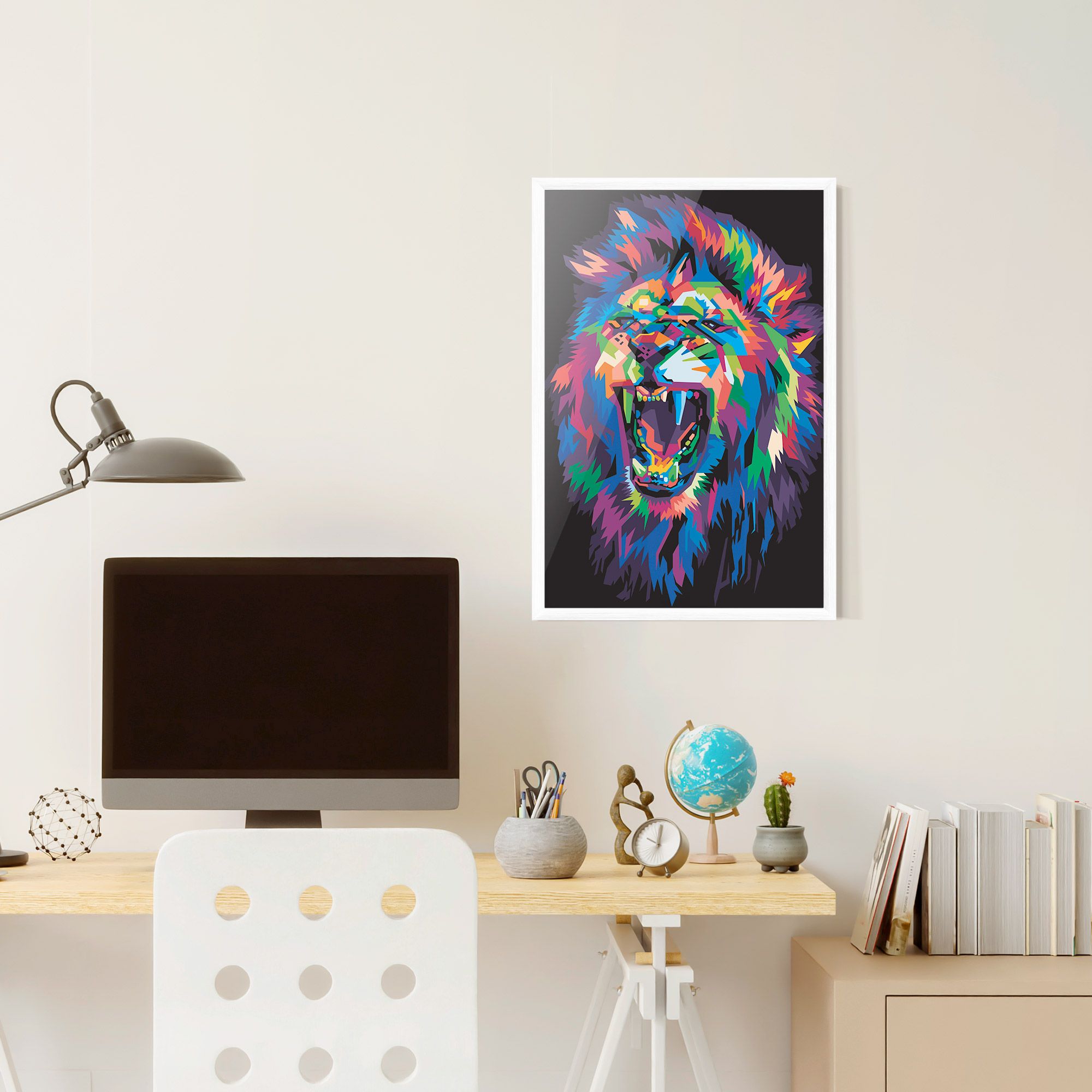 Colorful Lion Head mockup 6