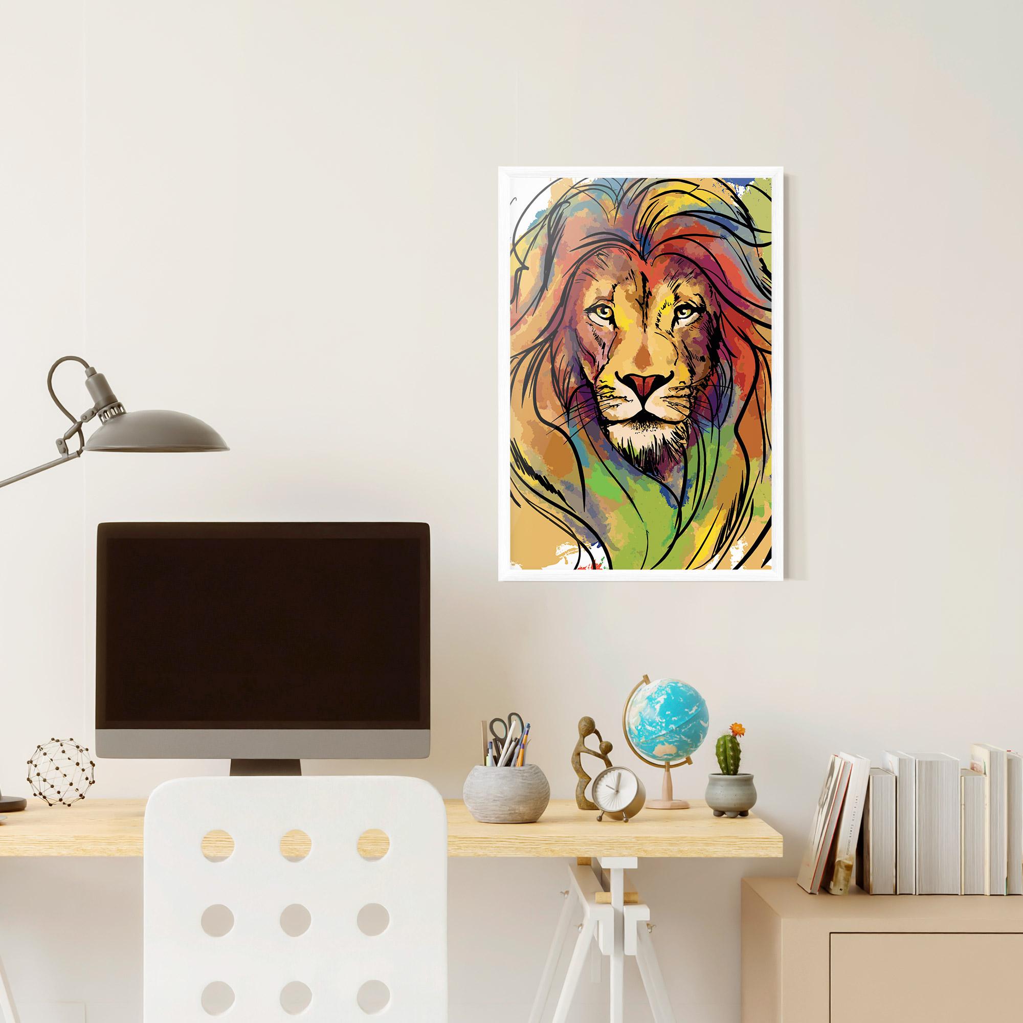 Gerahmte Poster Drawn Lion mockup 6