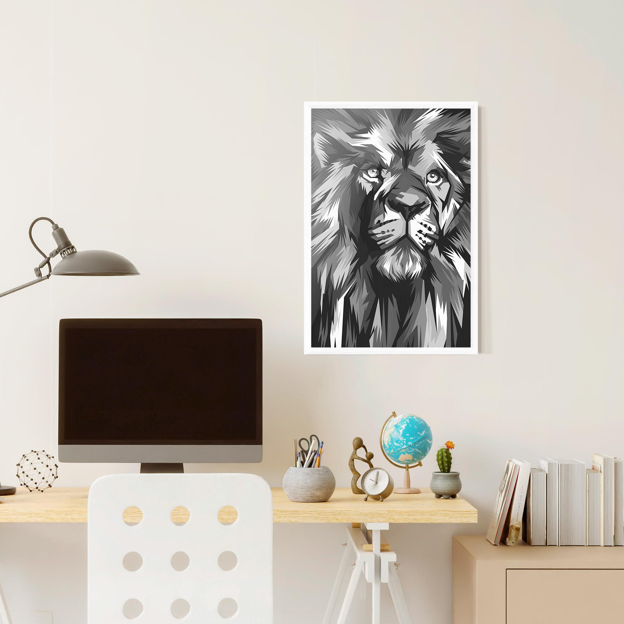 Gerahmte Poster Grey Head Lion mockup 6