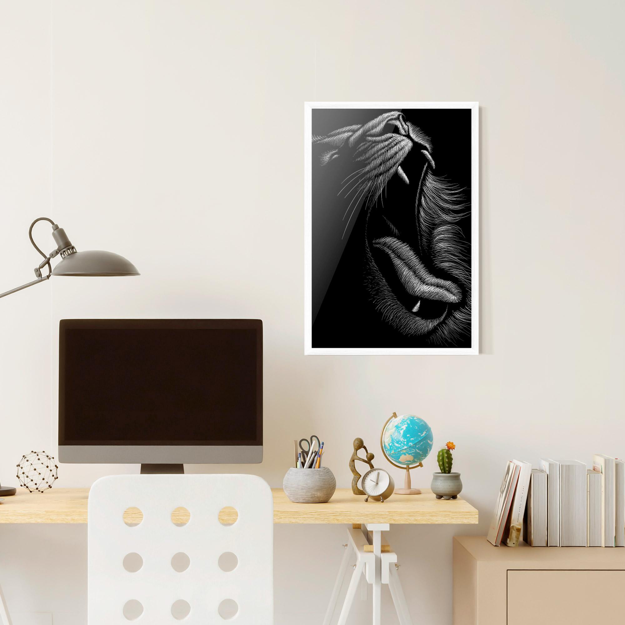 Gerahmte Poster Lion Bite Line mockup 6