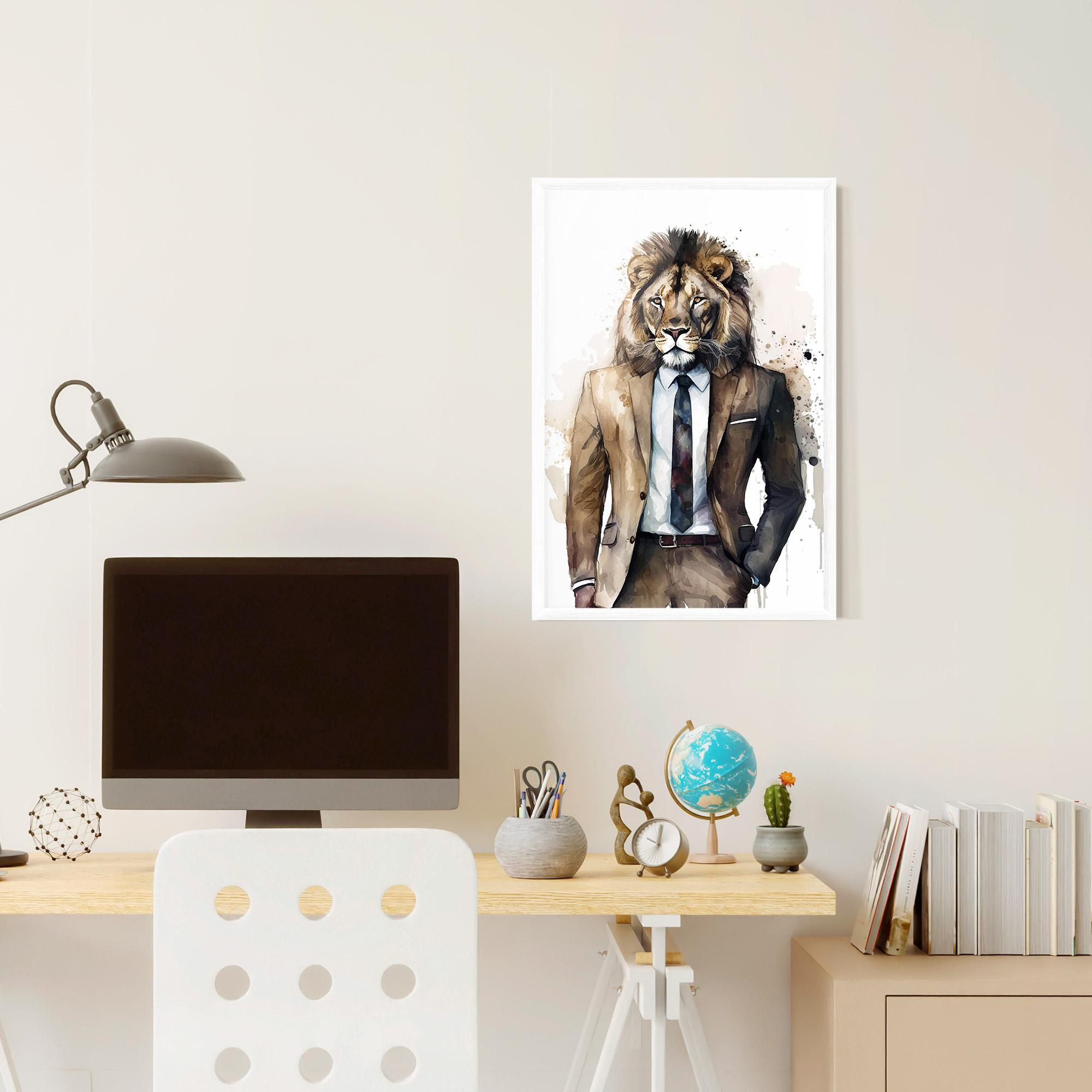 Gerahmte Poster Lion In Suit mockup 6
