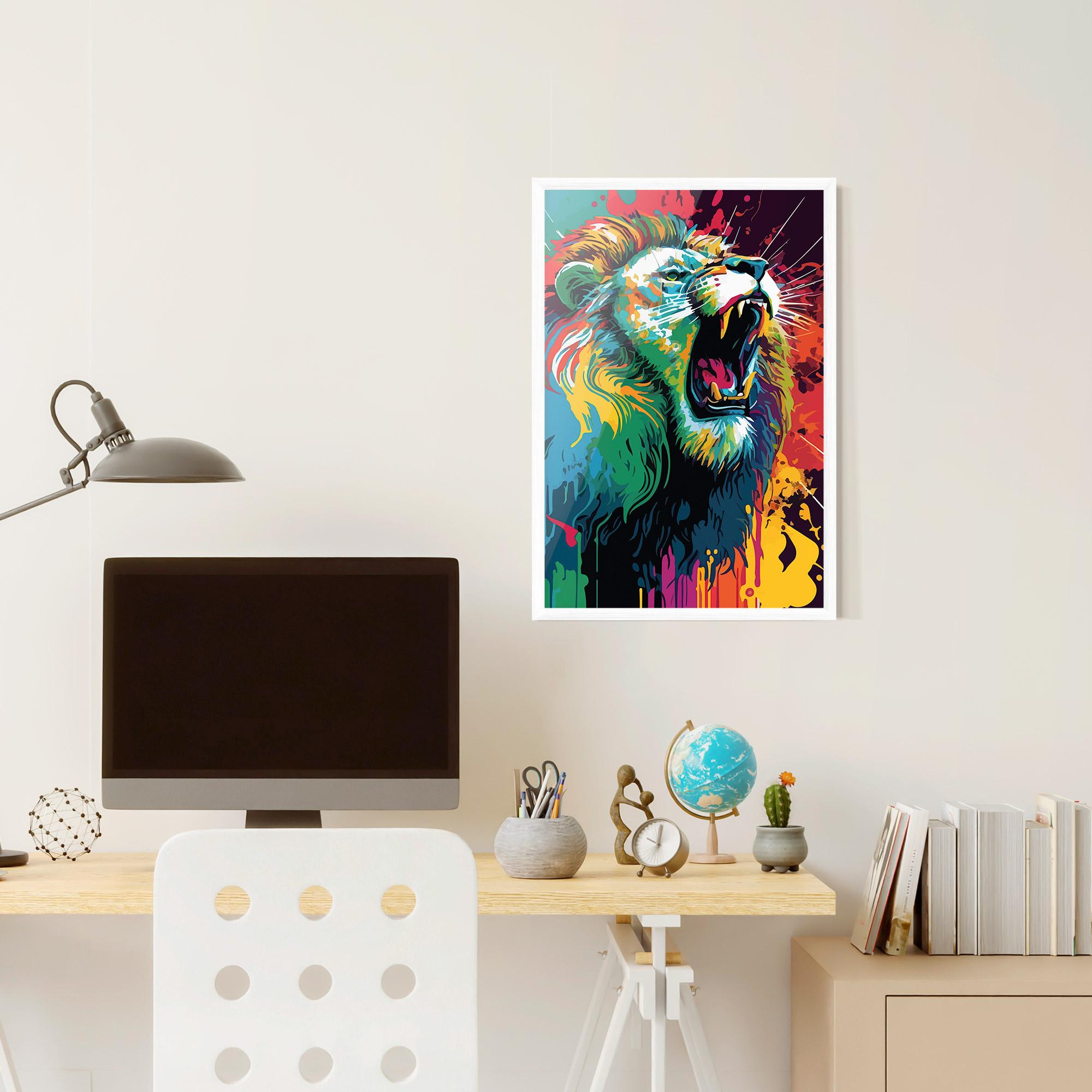 Gerahmte Poster Lion Splash mockup 6