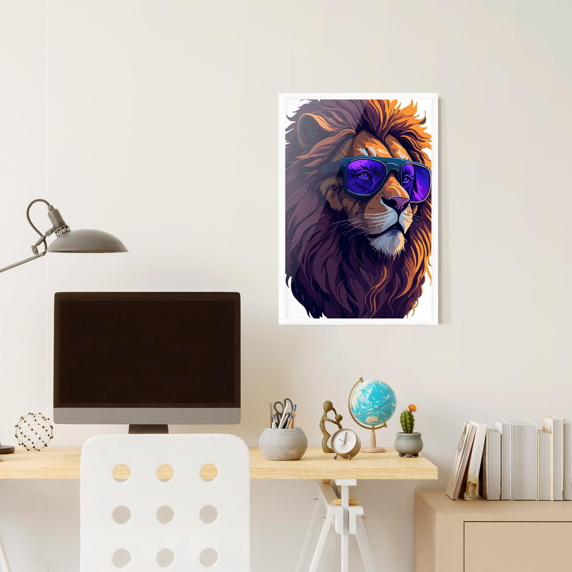Gerahmte Poster Purple Glassesc Lion mockup 6