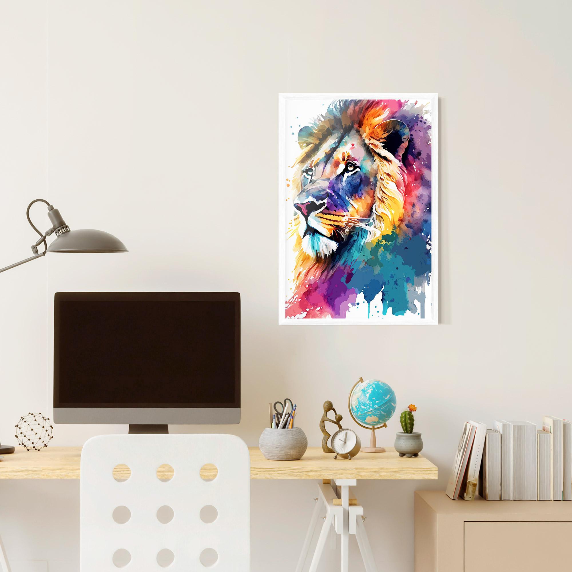 Gerahmte Poster Vibrant Color Lion mockup 6