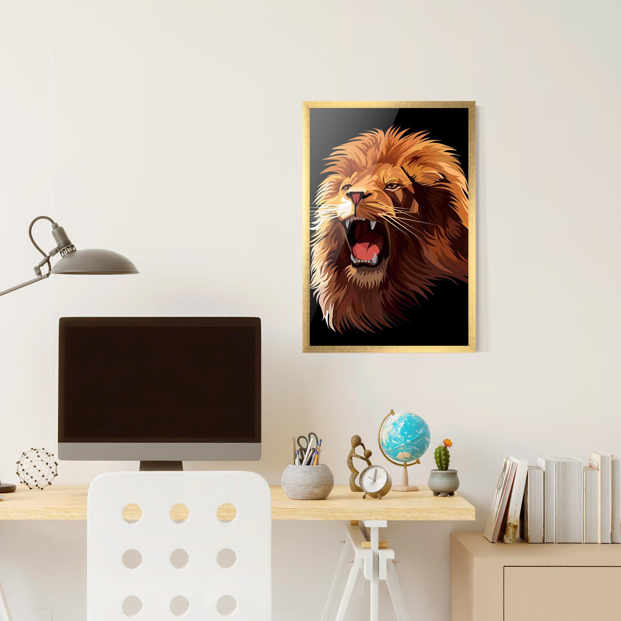 Gerahmte Poster Angry Lion Head mockup 6