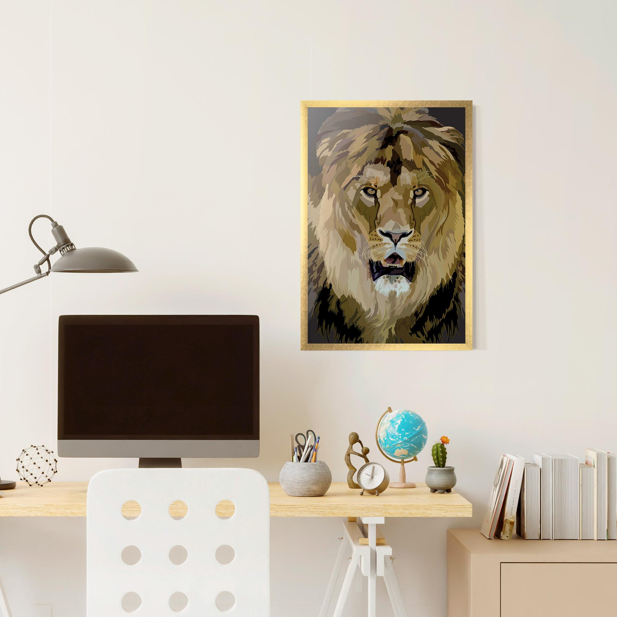 Gerahmte Poster Beautiful Lion Art mockup 6