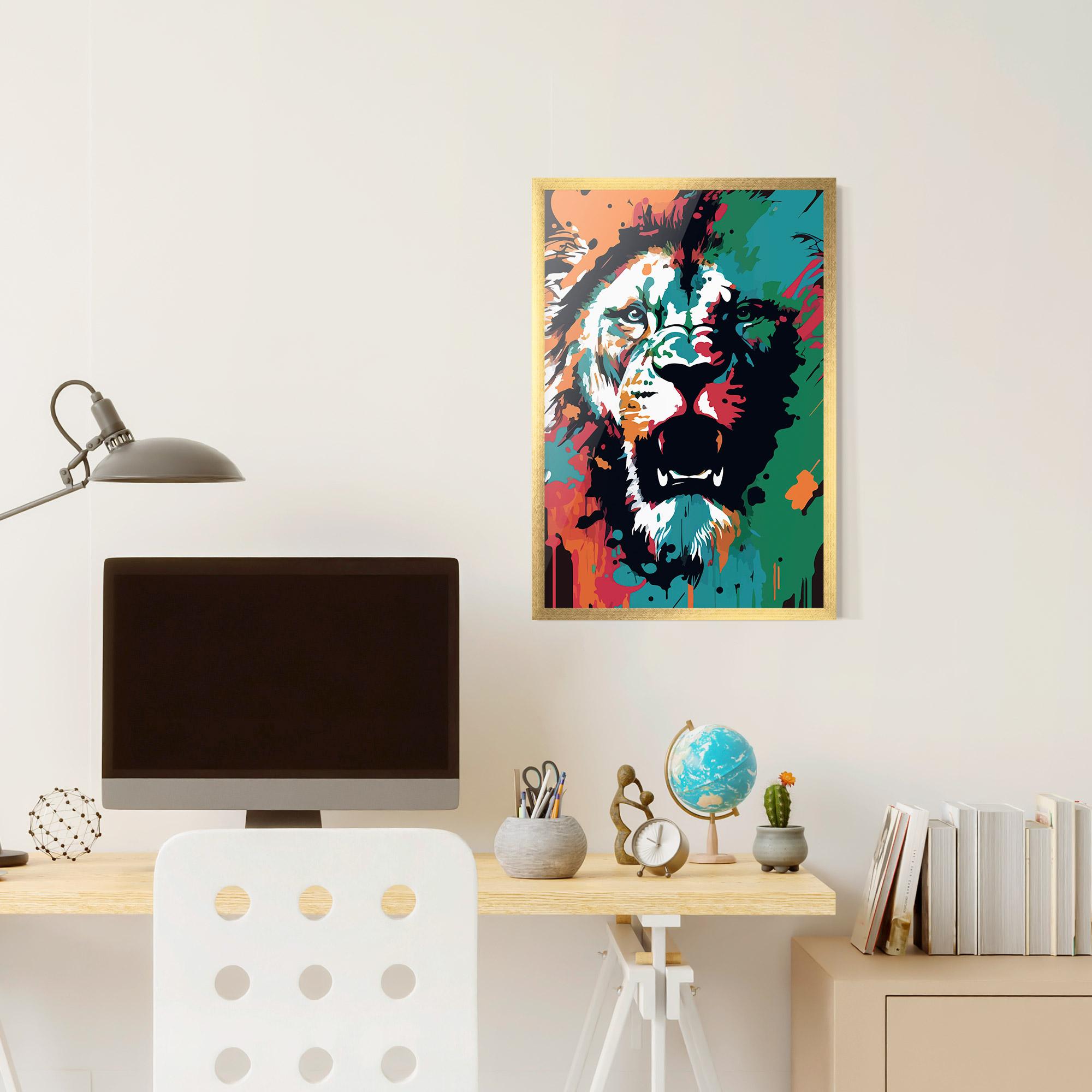 Gerahmte Poster Blue Green Lion mockup 6