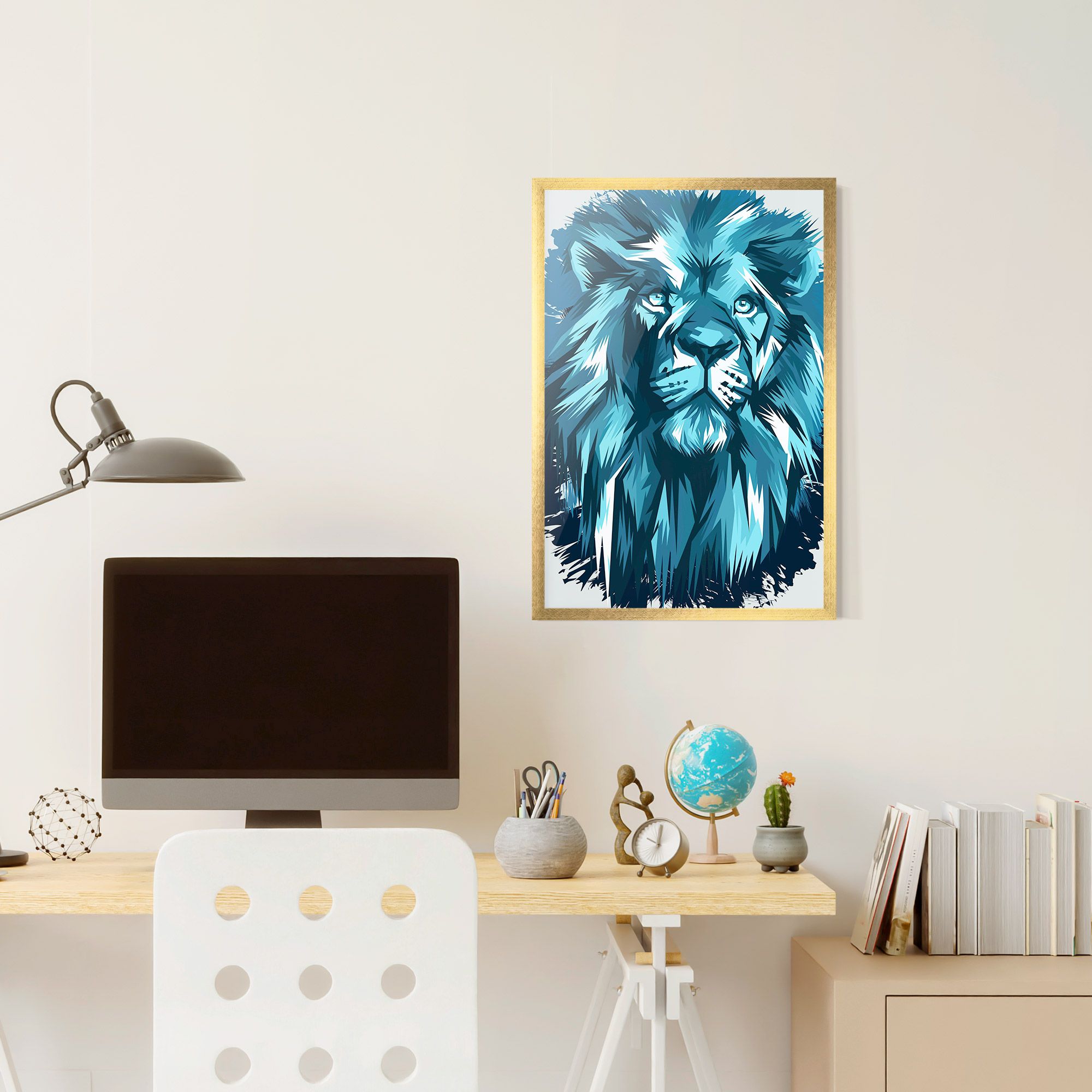 Blue Lion Head mockup 6