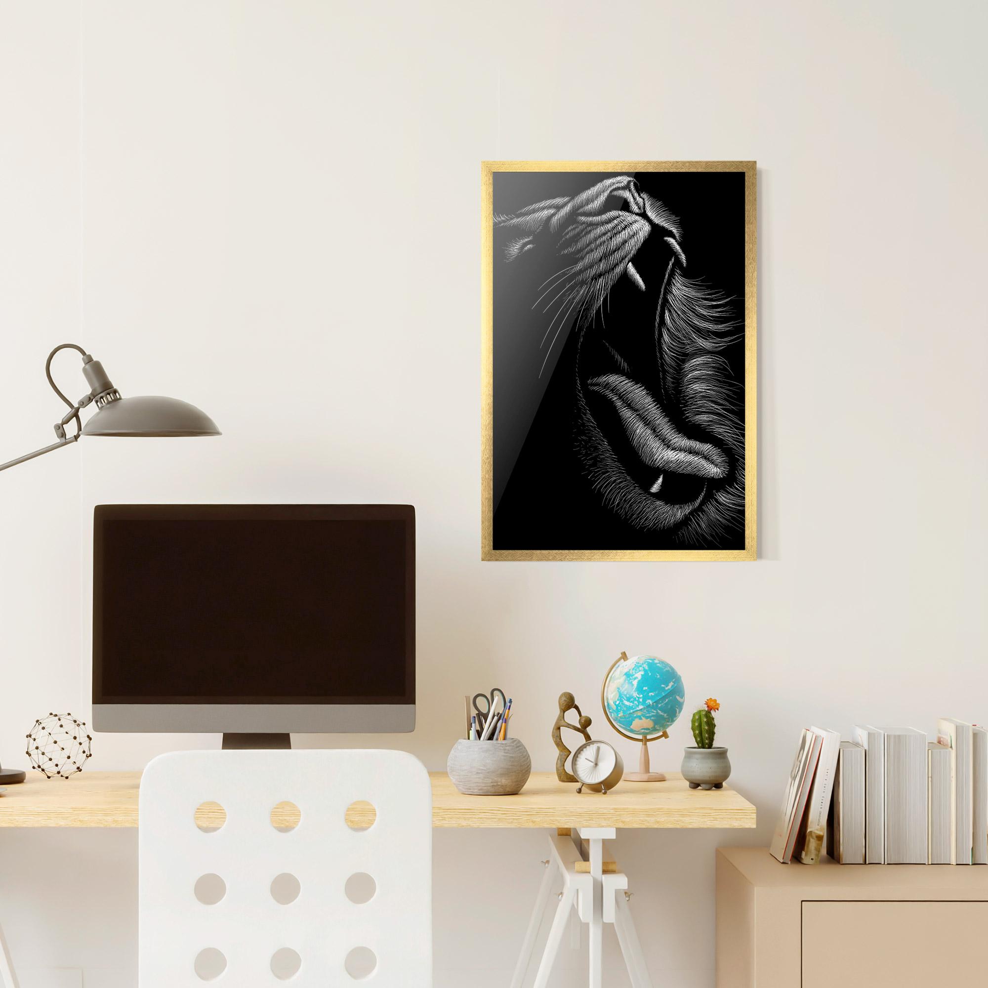 Gerahmte Poster Lion Bite Line mockup 6