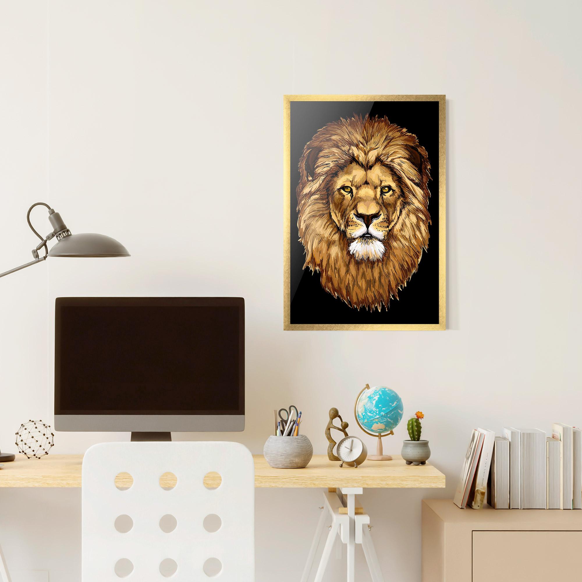 Gerahmte Poster Lion Head mockup 6