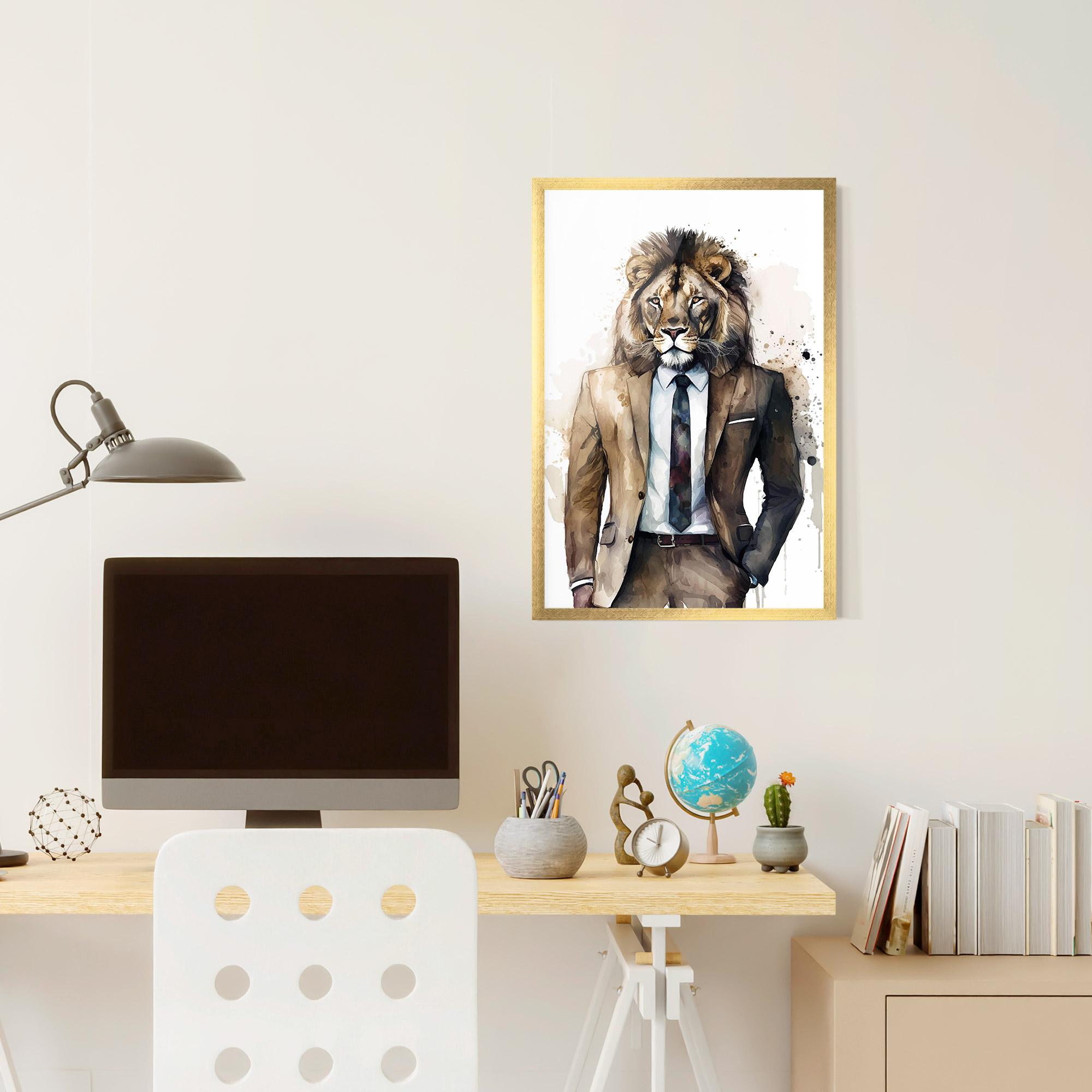Gerahmte Poster Lion In Suit mockup 6