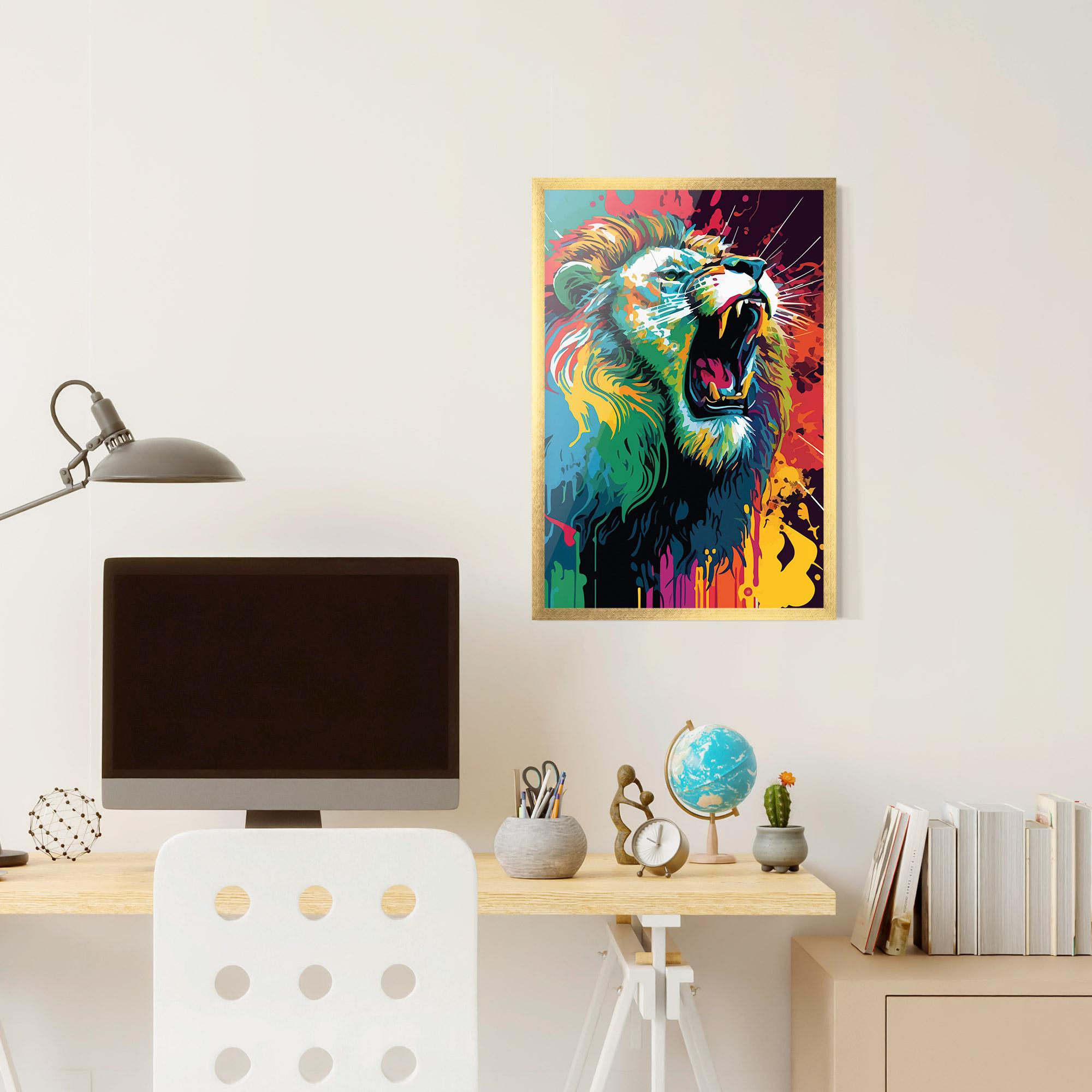 Gerahmte Poster Lion Splash mockup 6