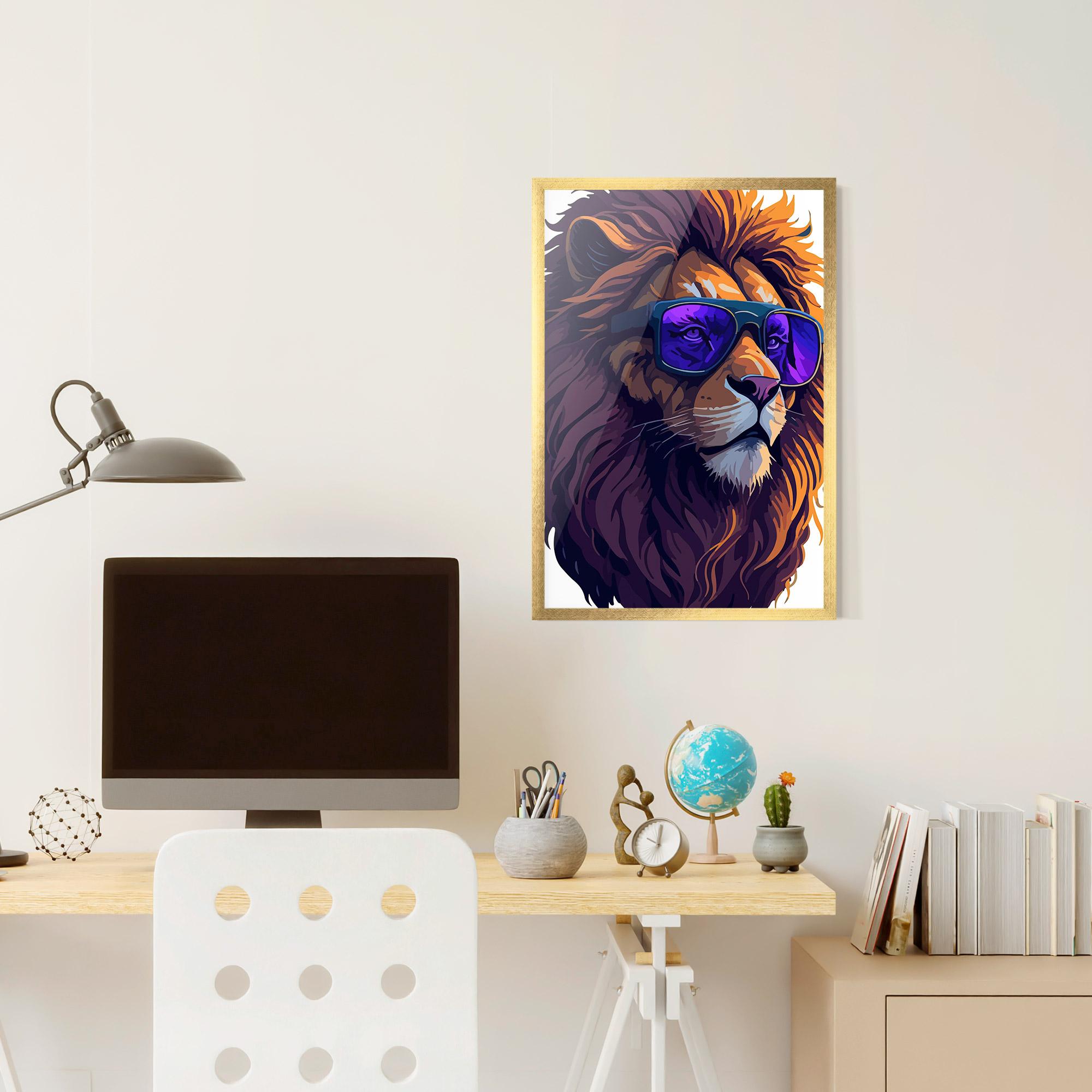Gerahmte Poster Purple Glassesc Lion mockup 6
