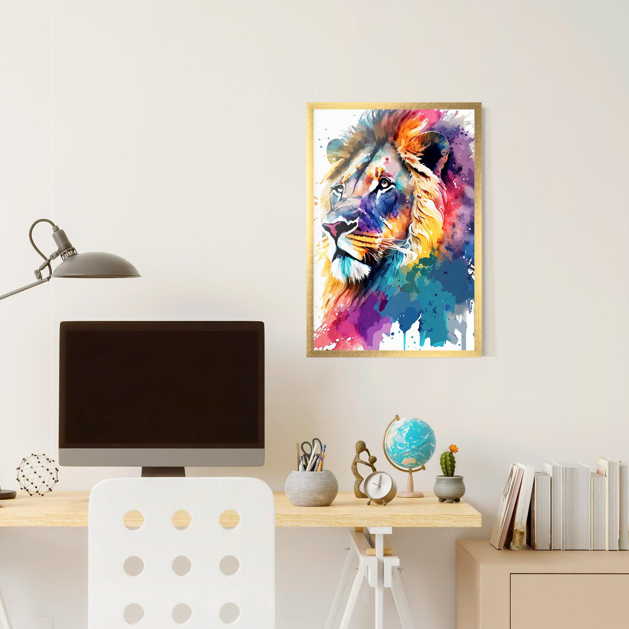 Gerahmte Poster Vibrant Color Lion mockup 6