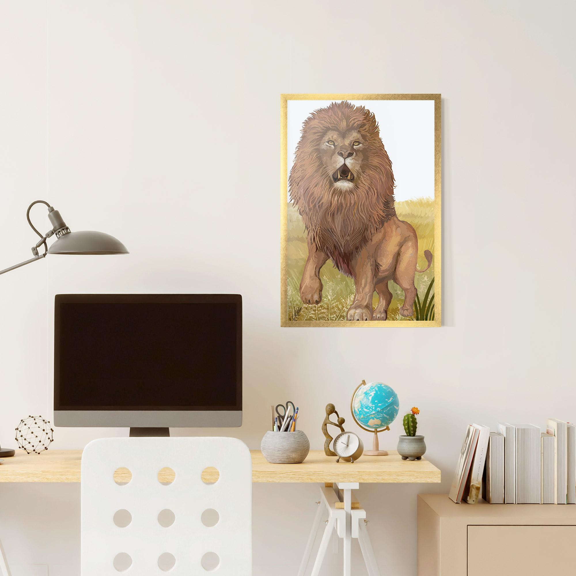 Gerahmte Poster Wild Lion mockup 6